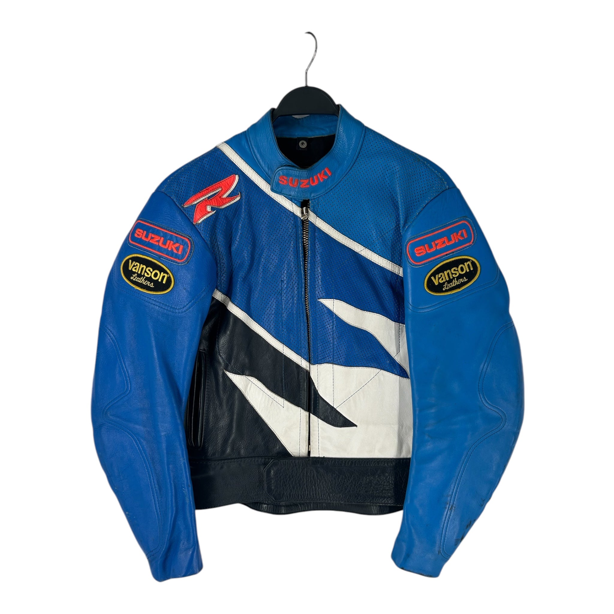 VANSON/SUZUKI/Leather Jkt/40/Leather/BLU/orange r on front view 1