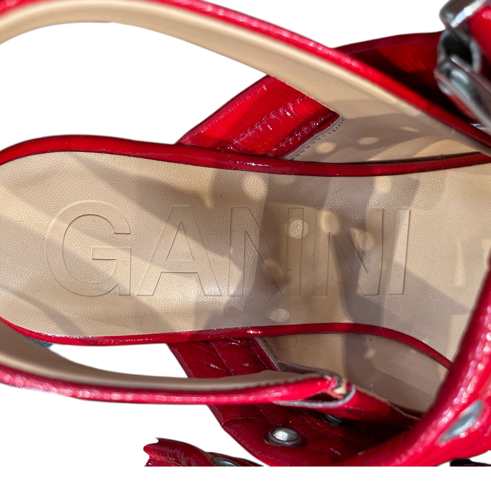 GANNI/Flat Shoes/US 7.5/RED/silver buckle ballet flat view 3