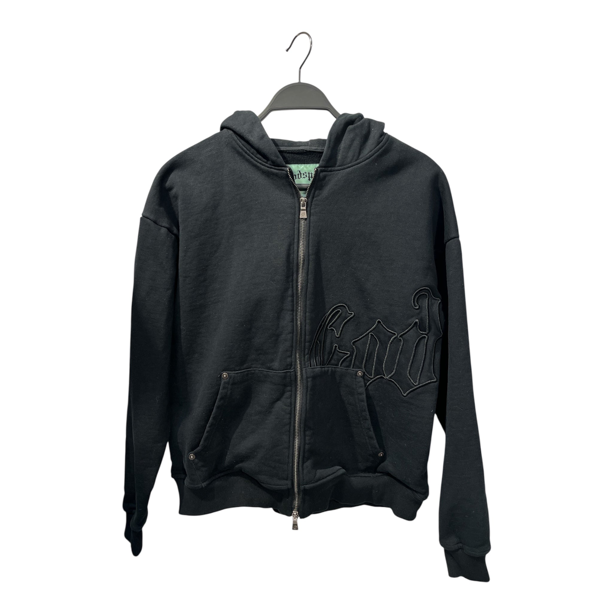 GODSPEED NEW YORK/Zip Up Hoodie/XS/Cotton/BLK/STITCH LOGO BY POCKET BLK view 1