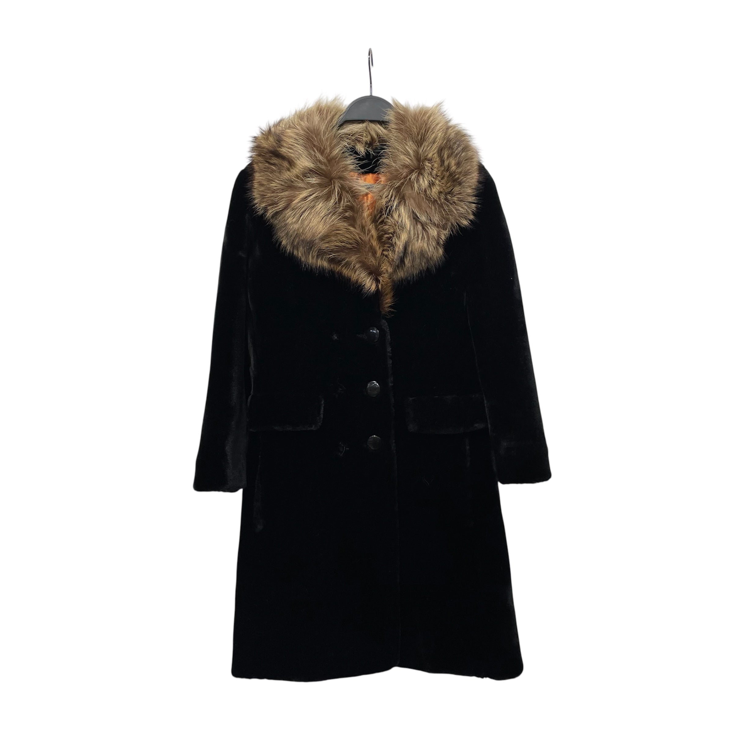 Vintage/Coat/Fur/BLK/BLK W/ BRW FUR COLLAR view 1
