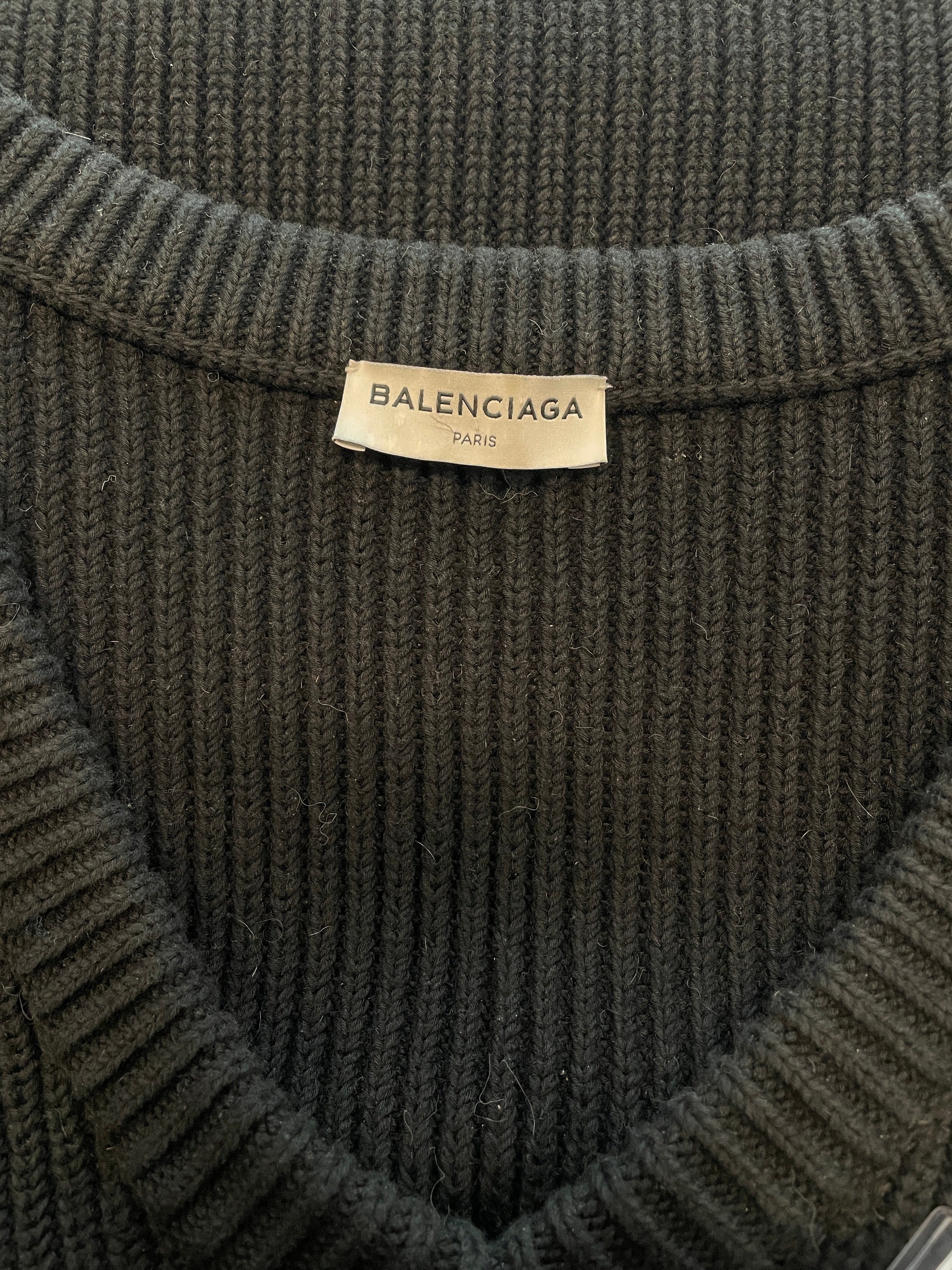 BALENCIAGA/Heavy Sweater/38/Cotton/BLK/HEAVY V NECK RIBBED view 3