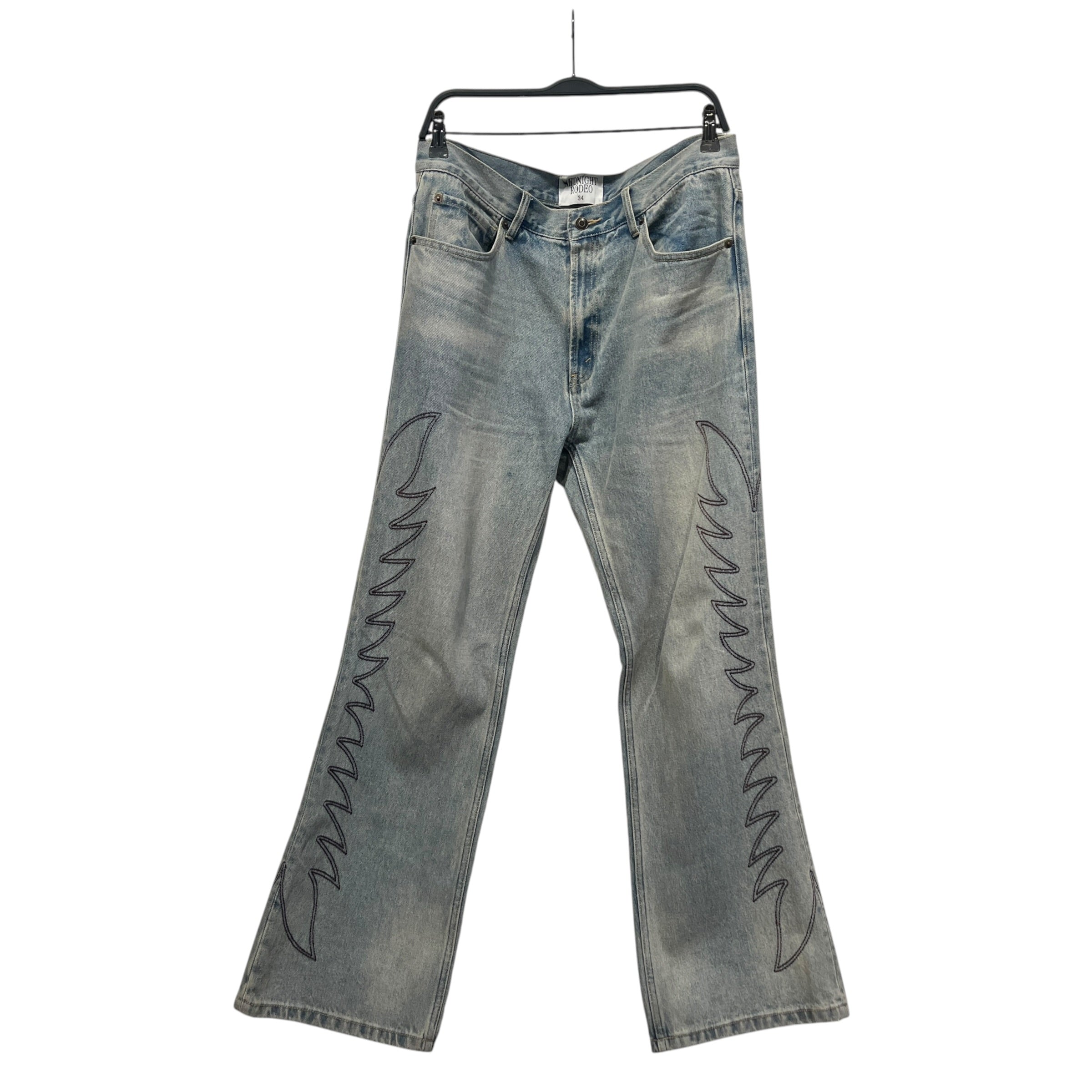 Midnight Rodeo /Straight Pants/34/Cotton/BLU/All Over Print/paisley stitch design view 1