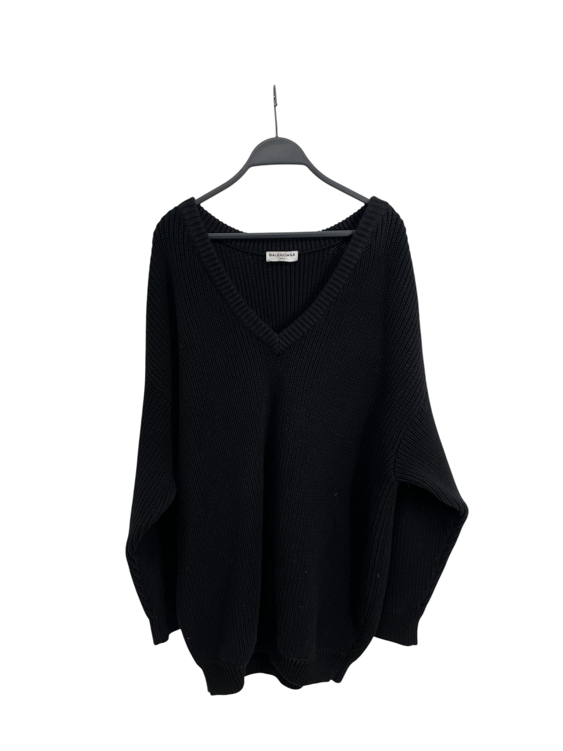 BALENCIAGA/Heavy Sweater/38/Cotton/BLK/HEAVY V NECK RIBBED view 1