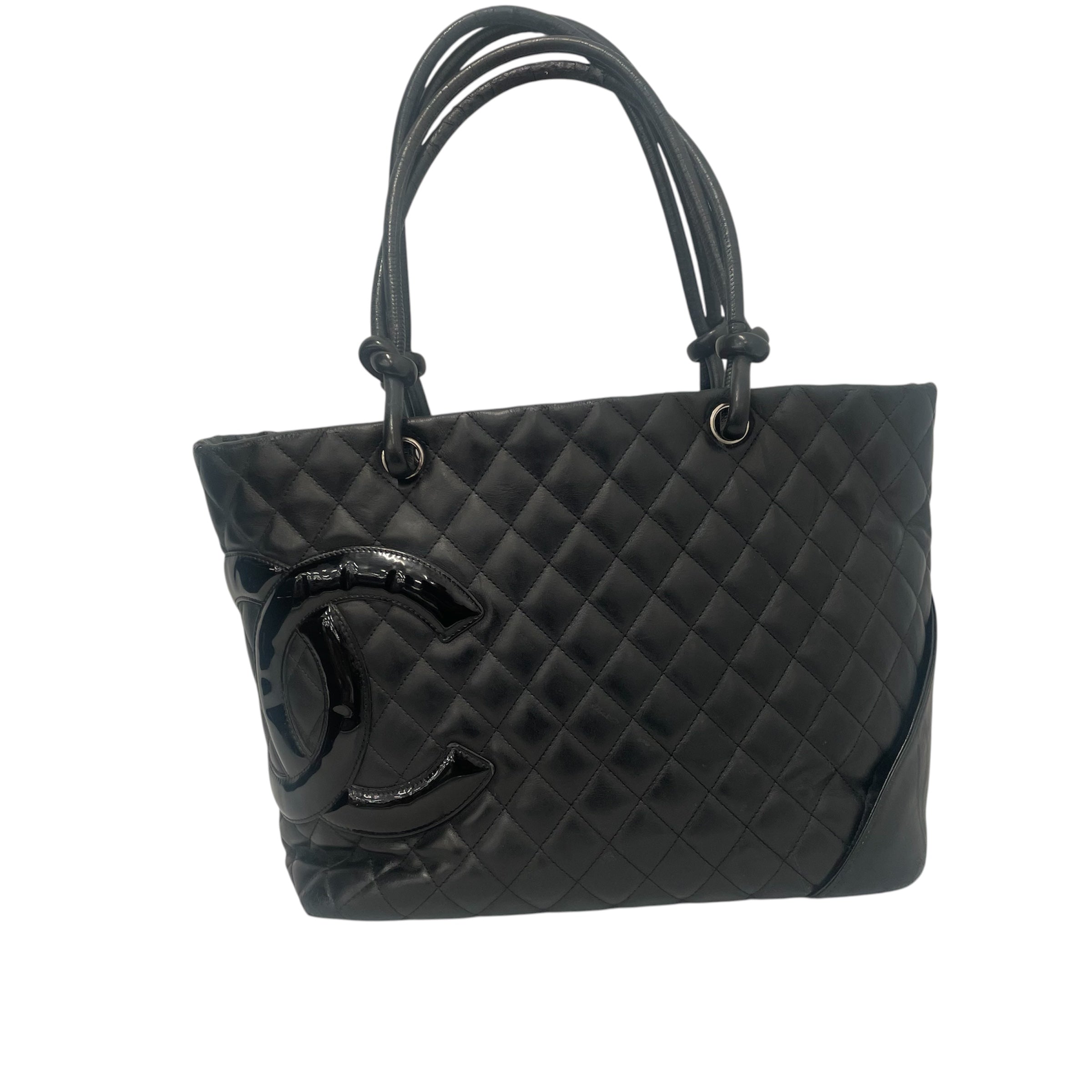 CHANEL/Tote Bag/Plaid/Leather/BLK/CAMBON view 1