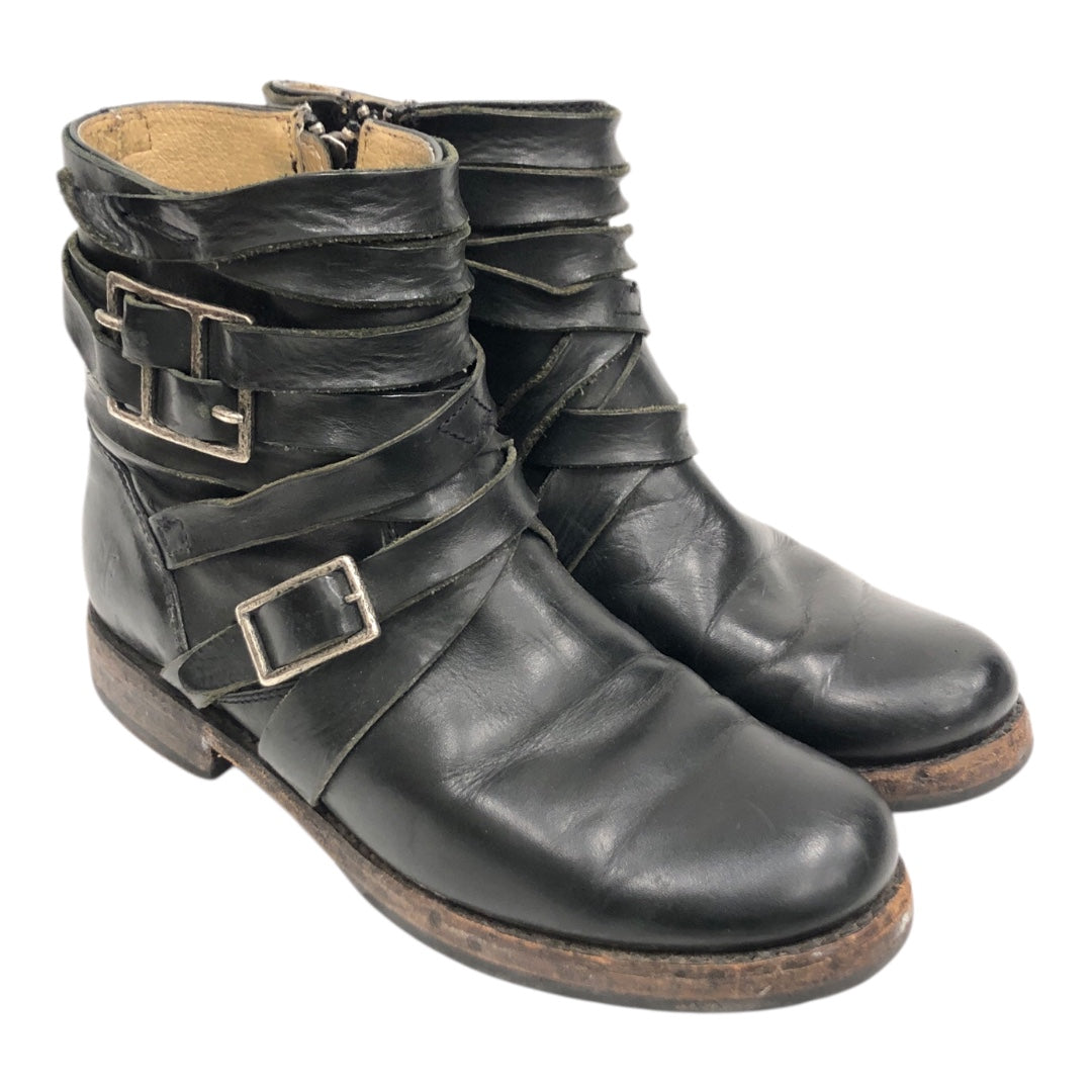 FRYE/Boots/US 6/Leather/BLK/triple silver buckle view 1
