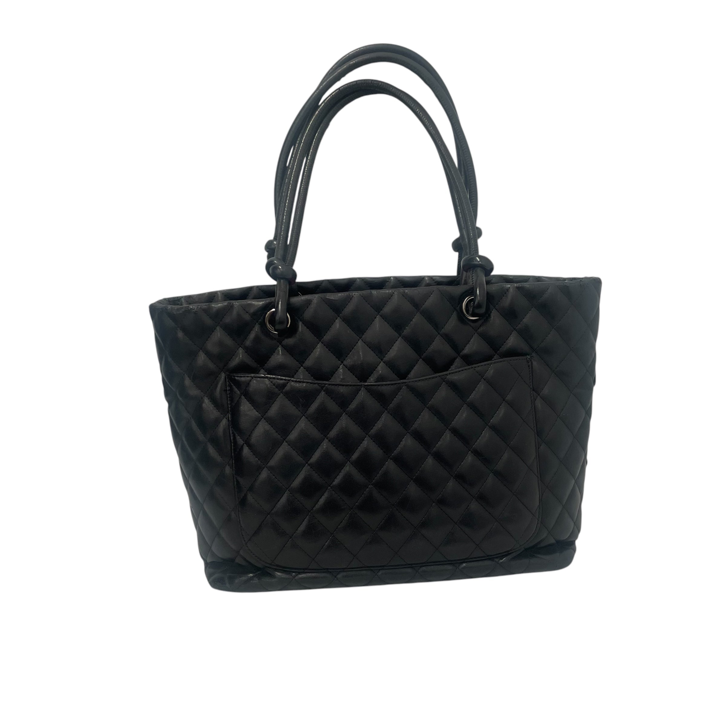 CHANEL/Tote Bag/Plaid/Leather/BLK/CAMBON view 2