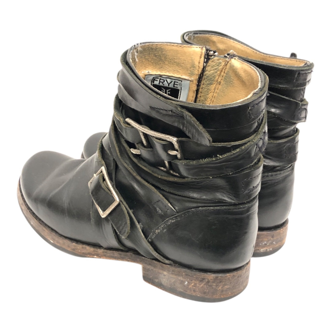 FRYE/Boots/US 6/Leather/BLK/triple silver buckle view 2