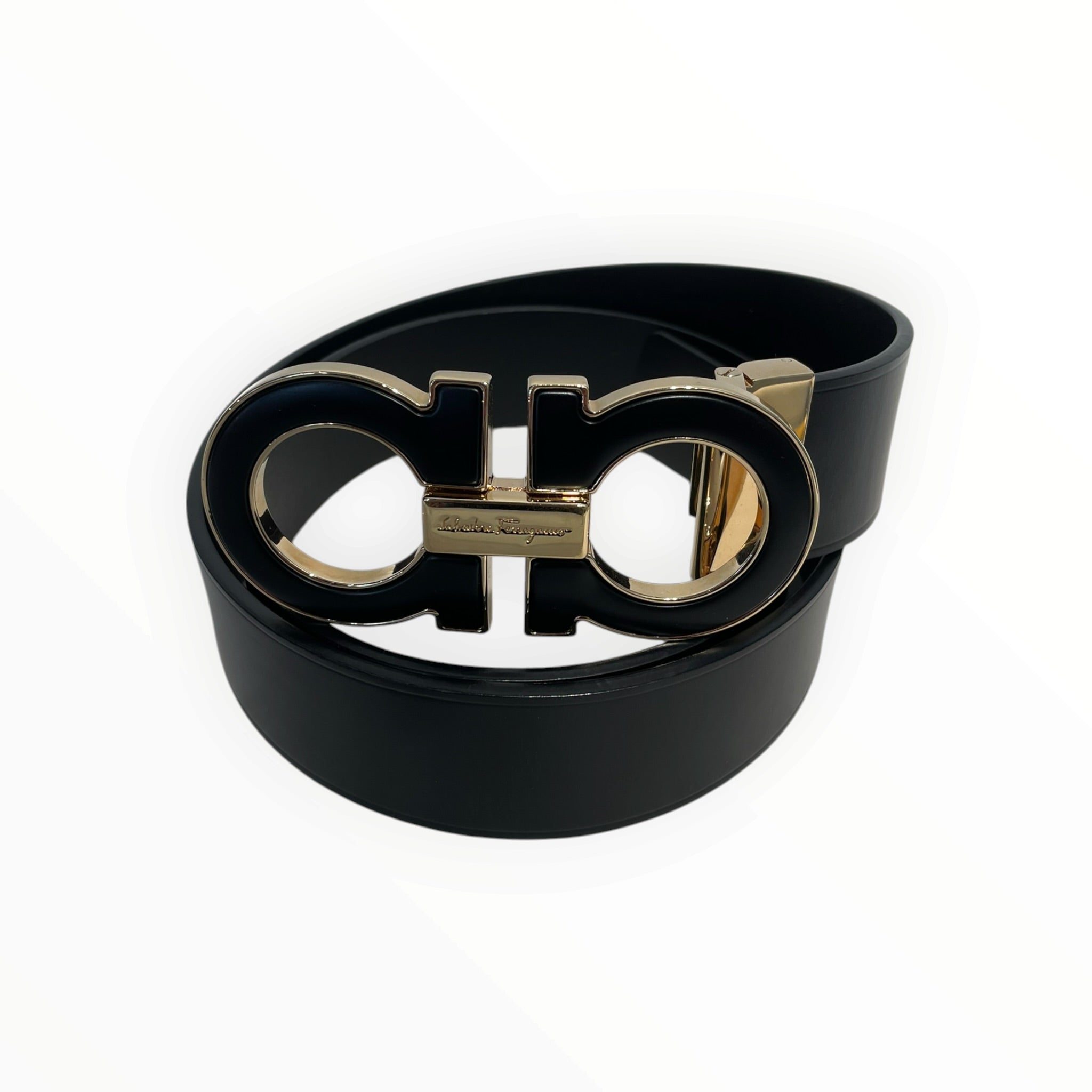 Salvatore Ferragamo/Belt/Leather/BLK/M's/GOLD HARDWARE BELT view 1