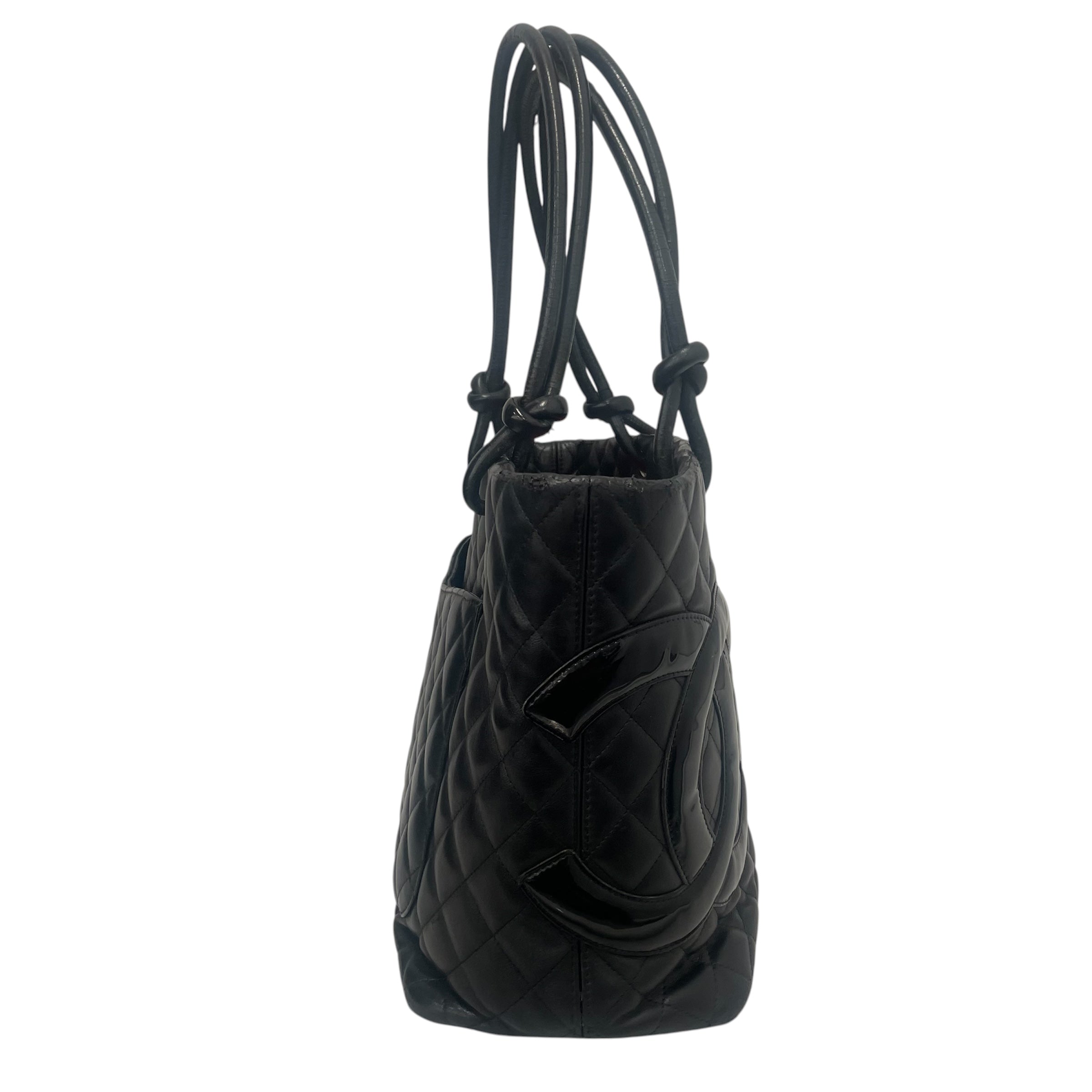 CHANEL/Tote Bag/Plaid/Leather/BLK/CAMBON view 4
