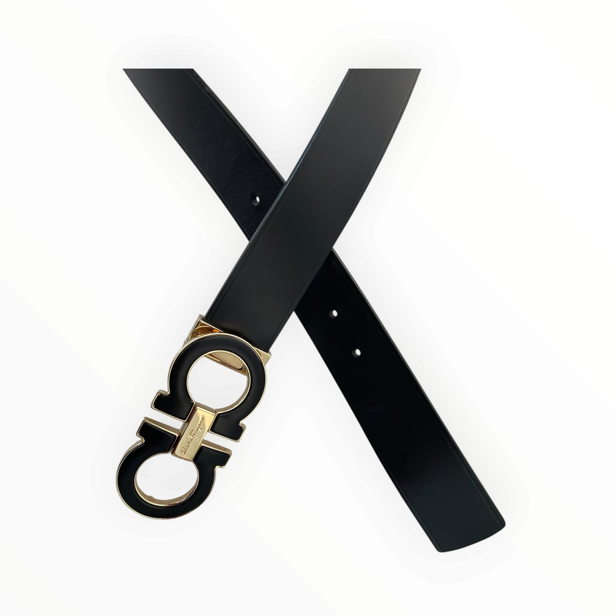 Salvatore Ferragamo/Belt/Leather/BLK/M's/GOLD HARDWARE BELT view 2