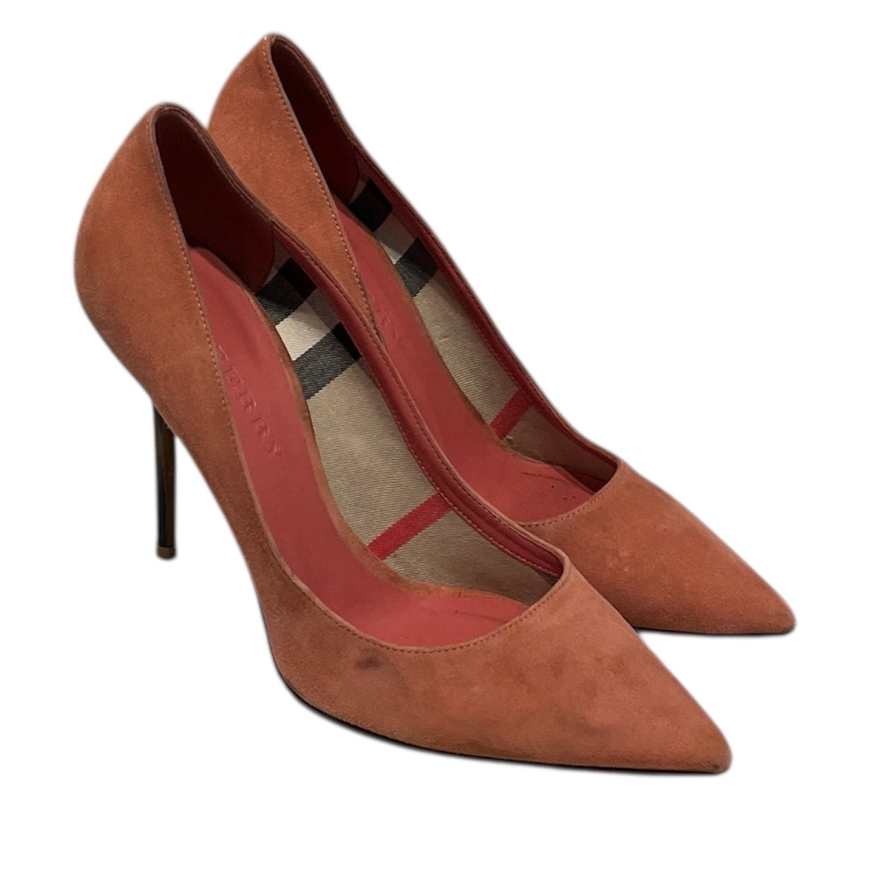 BURBERRY/Heels/EU 37/Suede/PNK/HOUSECHECK PATTERN PINK PUMP view 1