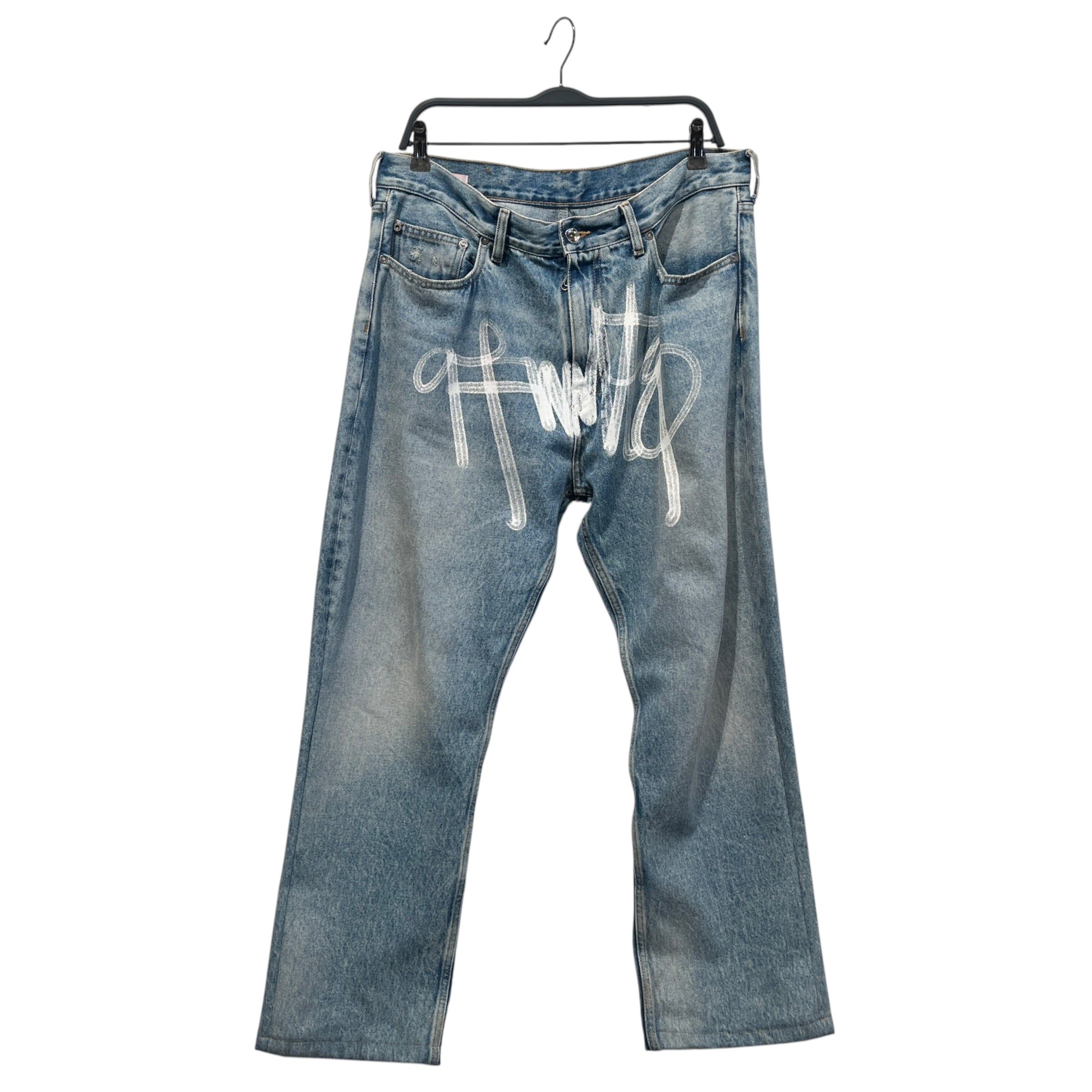 OFF-WHITE/Straight Pants/34/Denim/BLU/off-white on front of pants view 1