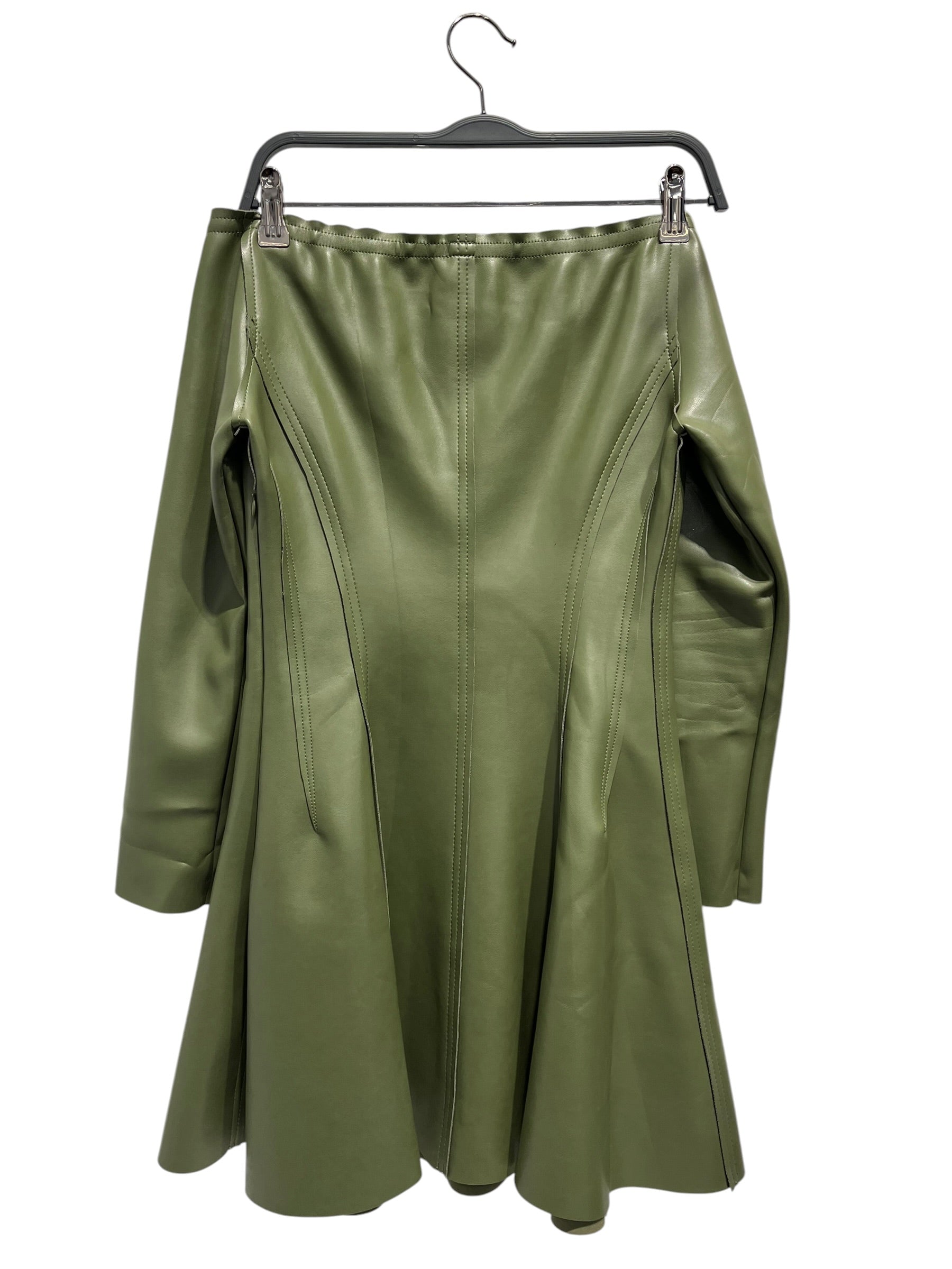 NORMA KAMALI/LS Dress/M/Faux Leather/GRN/Off the shoulder leather dress view 1