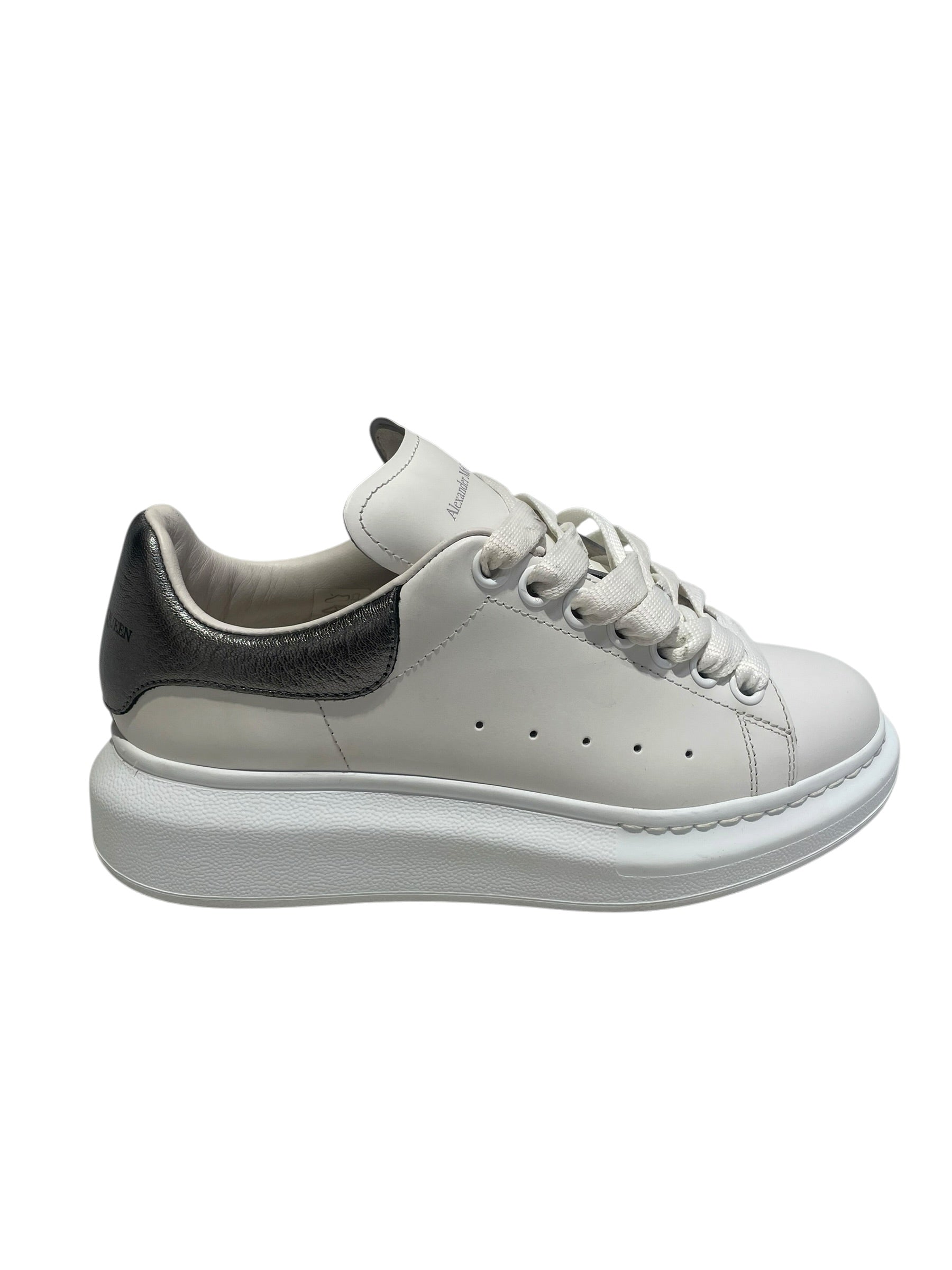 Alexander McQueen/Low-Sneakers/EU 36/Leather/WHT/SilverBack view 3