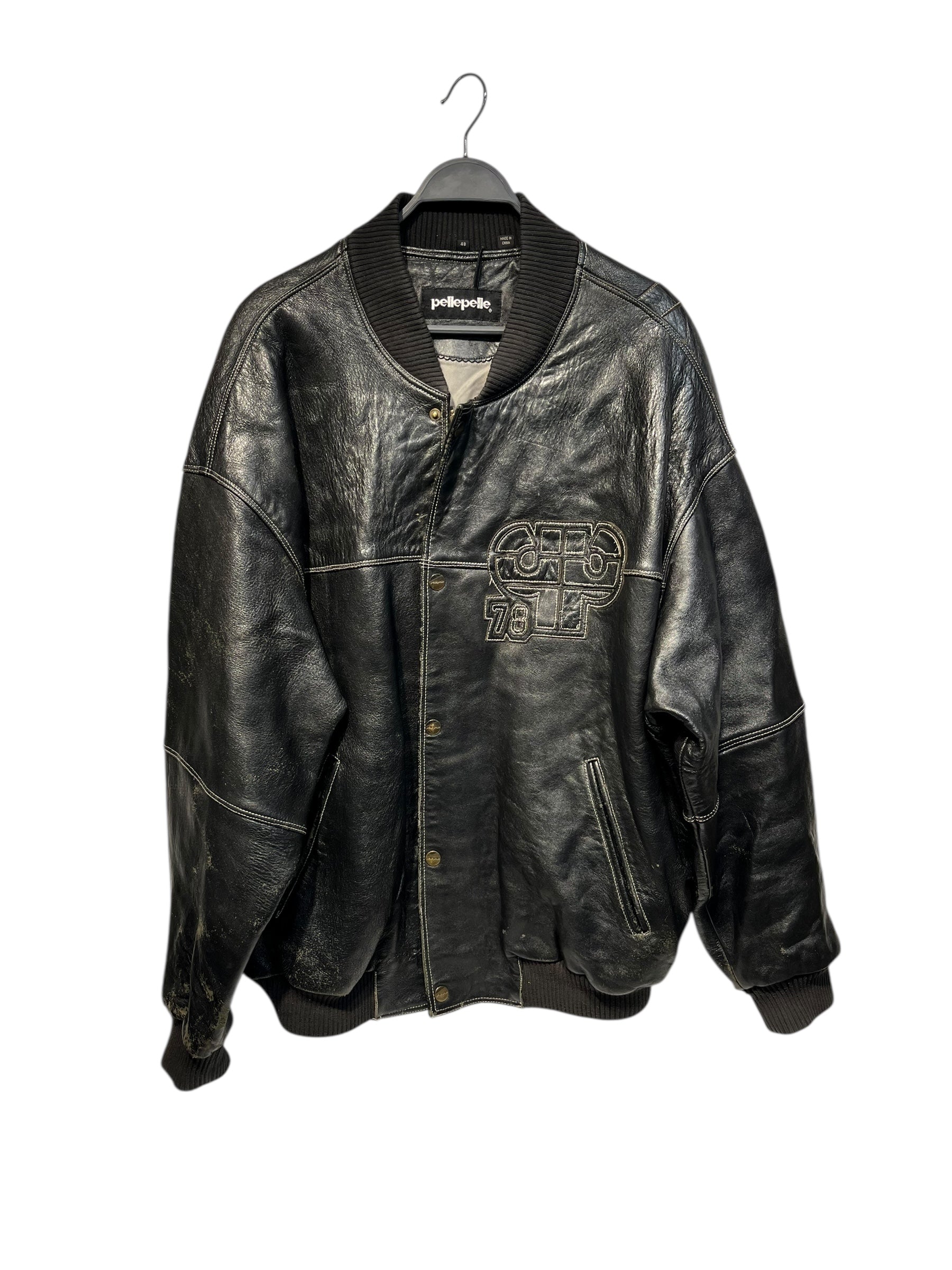 Pelle Pelle/Leather Jkt/48/Leather/BLK/78 logo leather jacket view 1