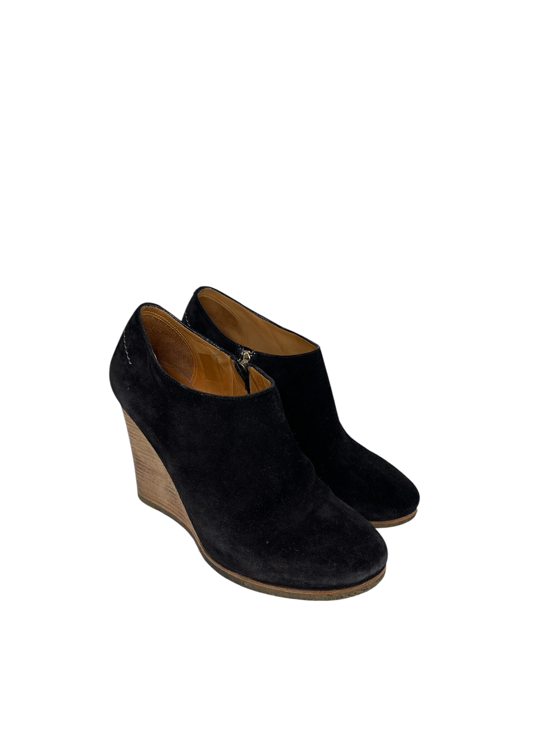 Chloe/Booties/EU 39.5/Suede/BLK/WOOD WEDGE CREPE SOLE view 1