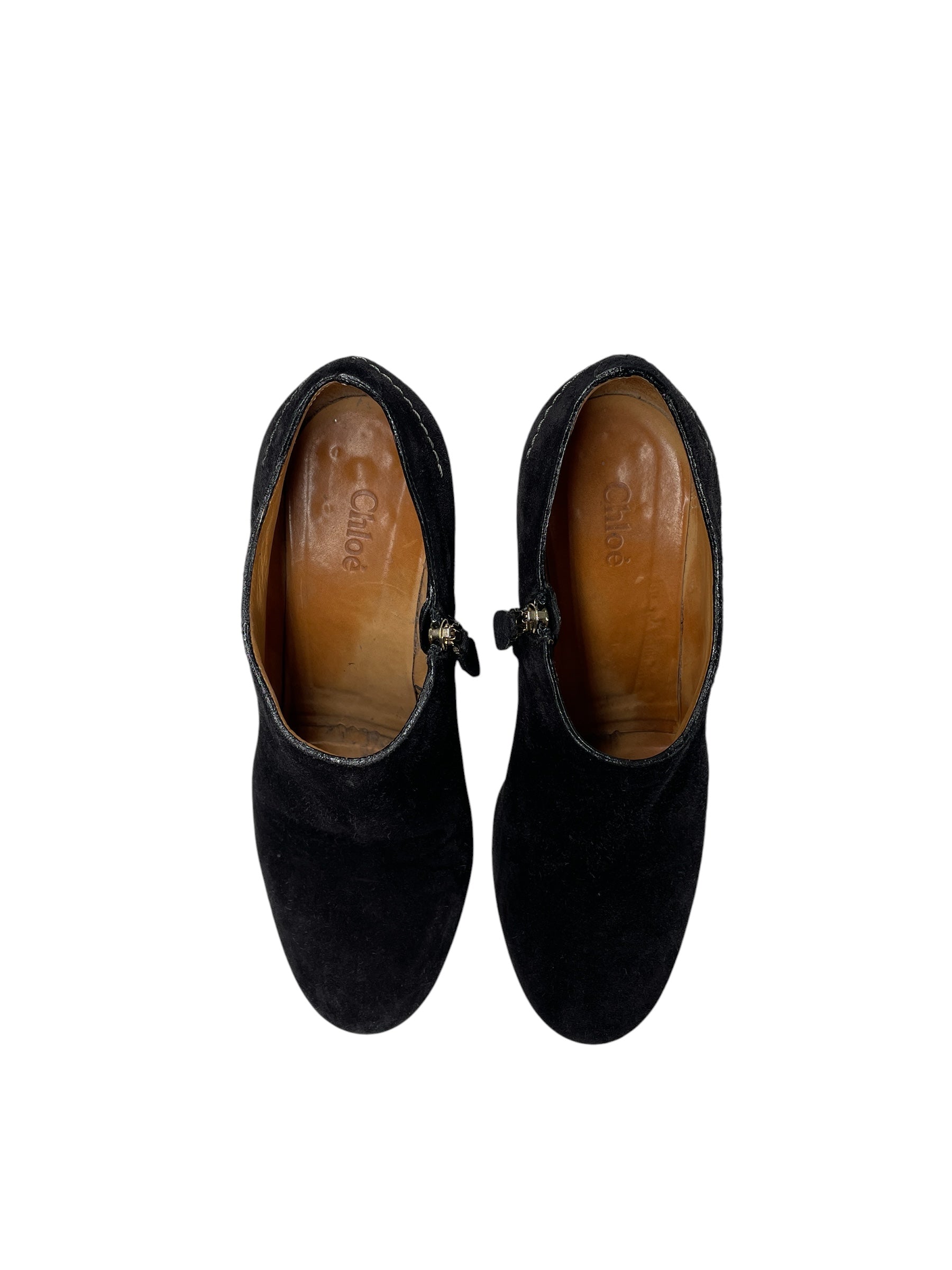 Chloe/Booties/EU 39.5/Suede/BLK/WOOD WEDGE CREPE SOLE view 3