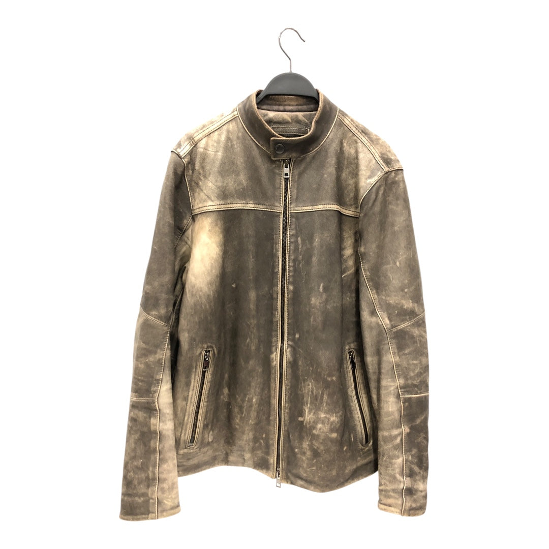 MICHAEL KORS/Leather Jkt/M/Leather/BRW/distressed smooth racer jckt view 1