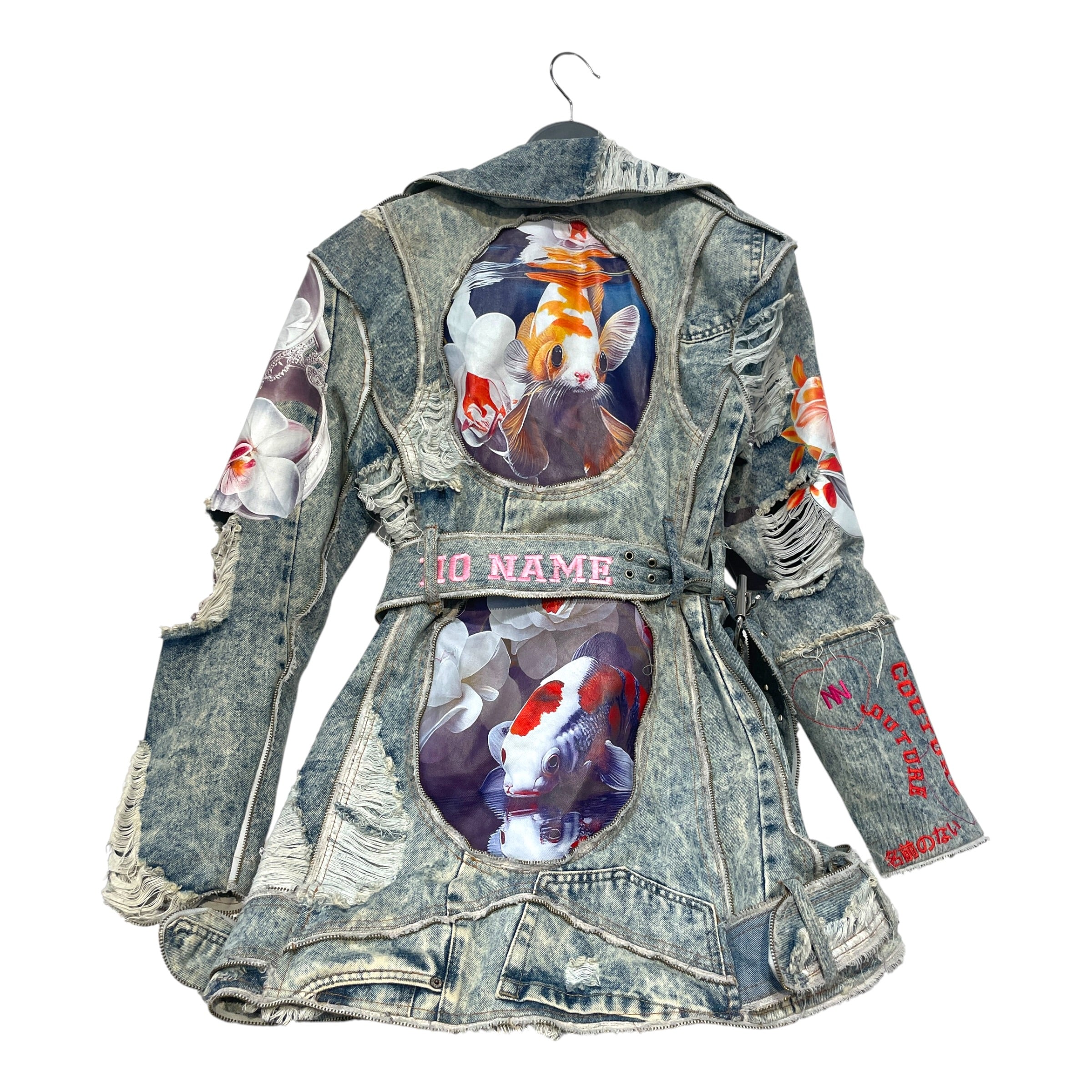 No Name Mx Steet Couture/Denim Jkt/Denim/BLU/All Over Print/Koi Jacket view 2