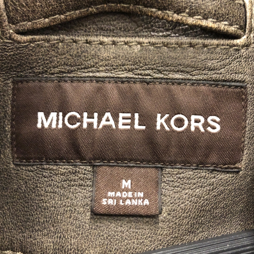 MICHAEL KORS/Leather Jkt/M/Leather/BRW/distressed smooth racer jckt view 3