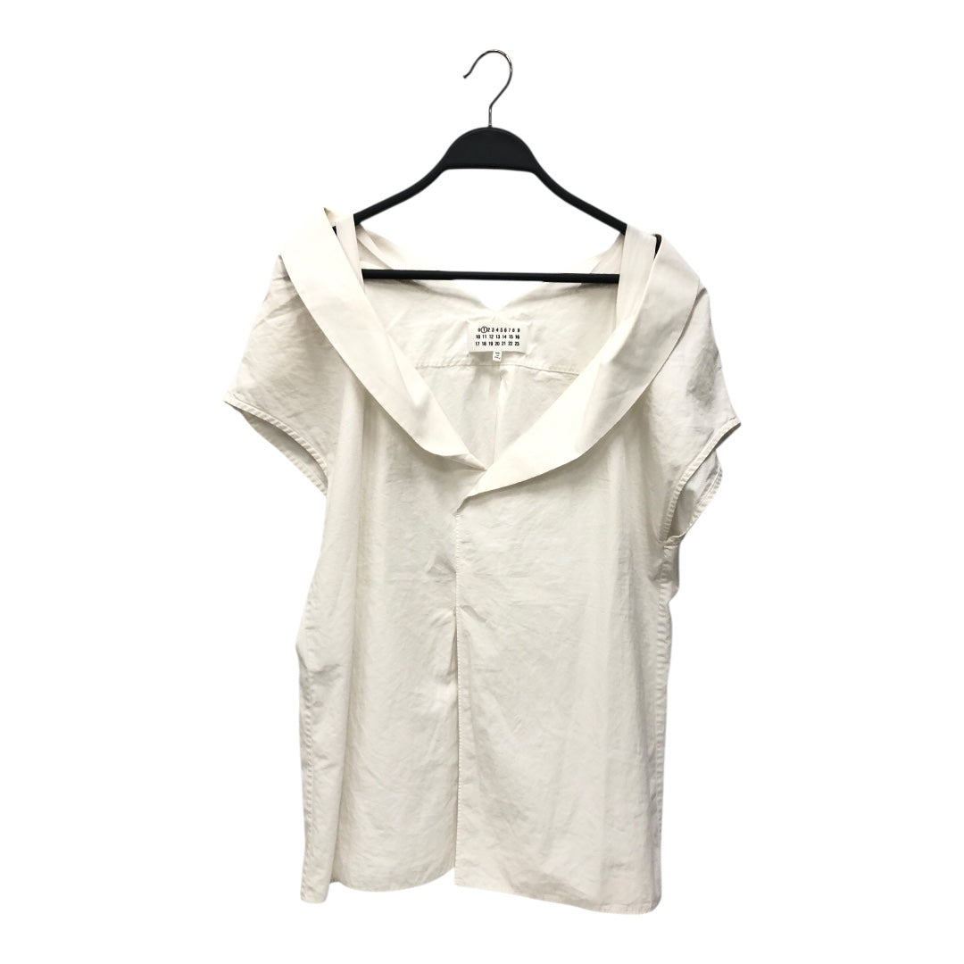 Maison Margiela/Cut & Sew/44/Cotton/WHT/open wide collar sleevless top view 1