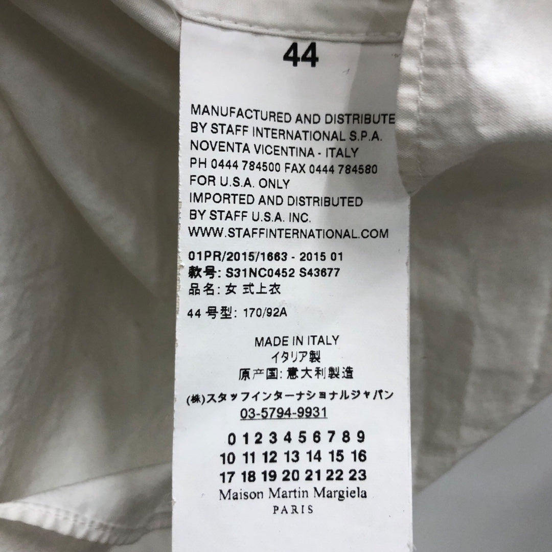 Maison Margiela/Cut & Sew/44/Cotton/WHT/open wide collar sleevless top view 4