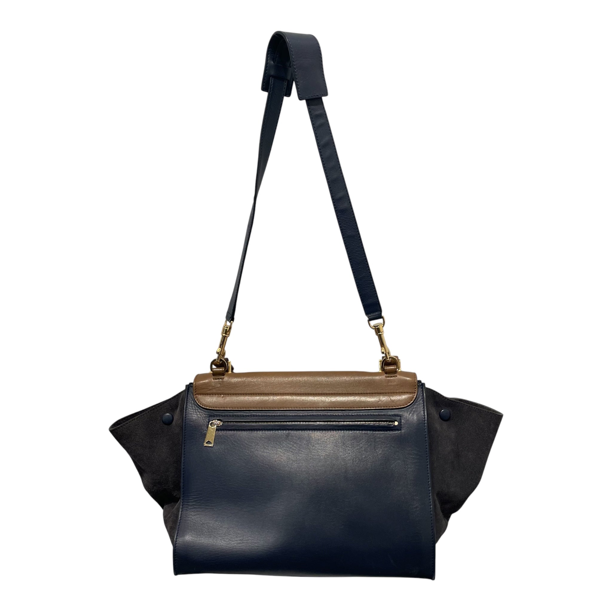 CELINE/Hand Bag/Leather/NVY/grn handle trapeze bag view 2