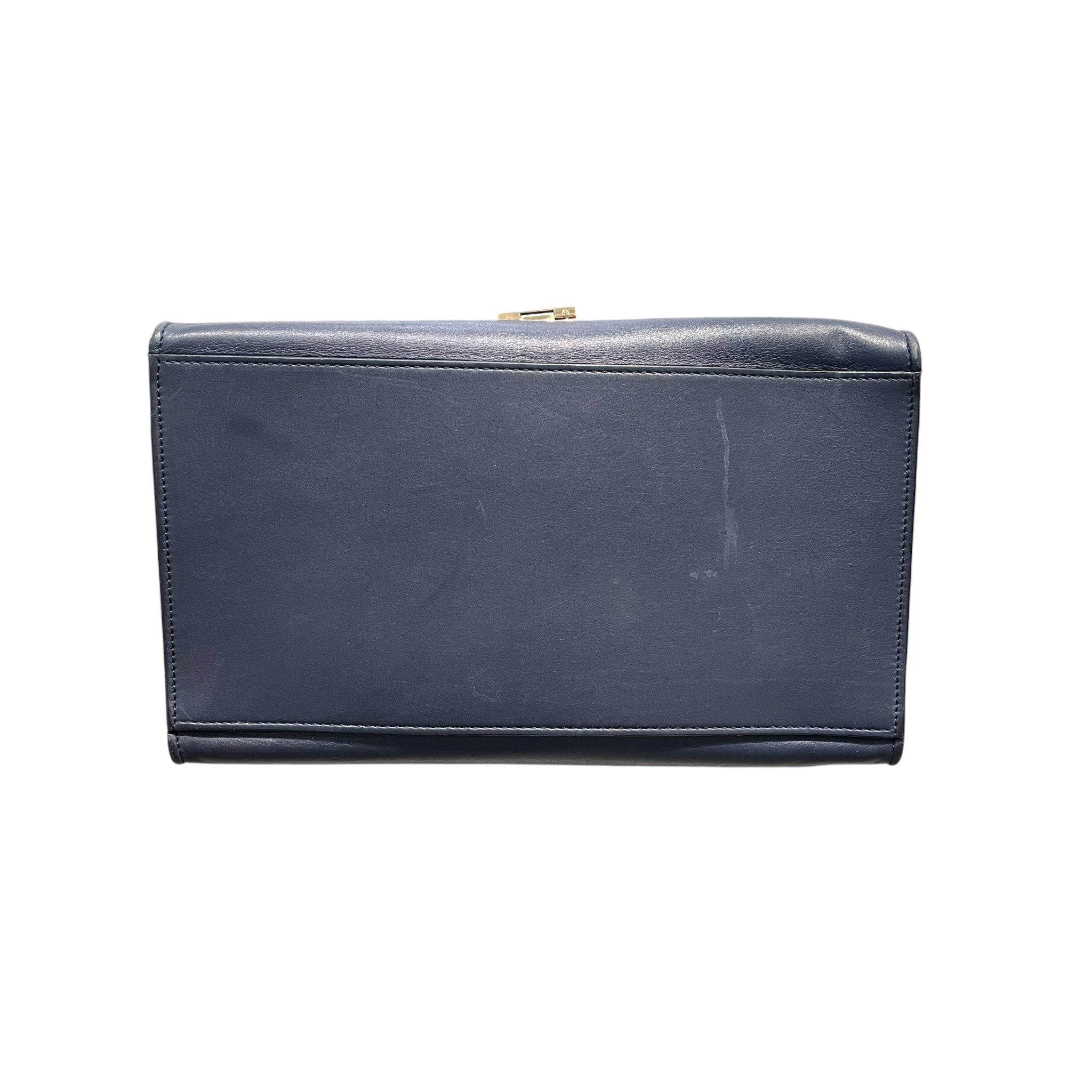 CELINE/Hand Bag/Leather/NVY/grn handle trapeze bag view 3