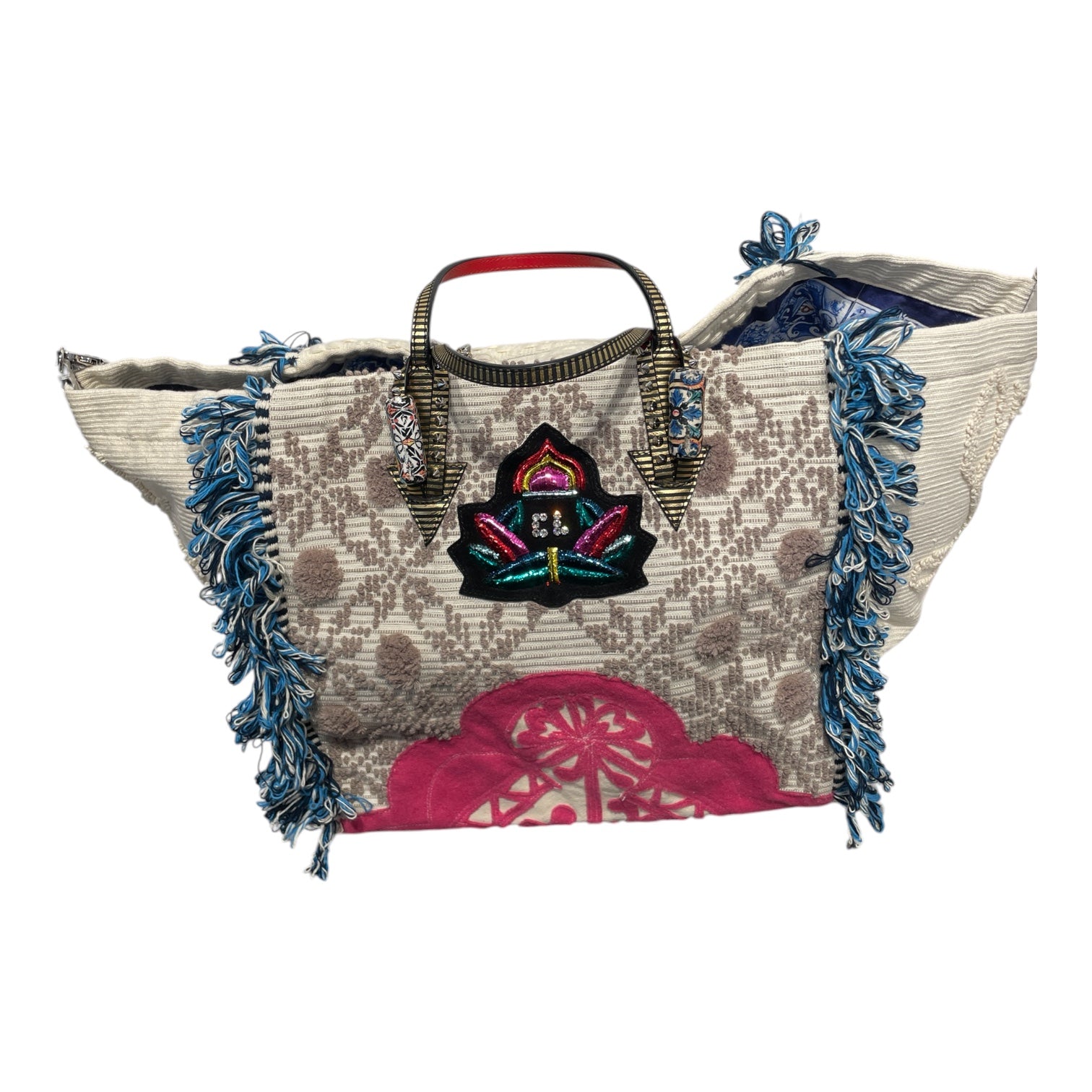 Christian Louboutin/Tote Bag/Cotton/CRM/Portugaba fringe bag view 1