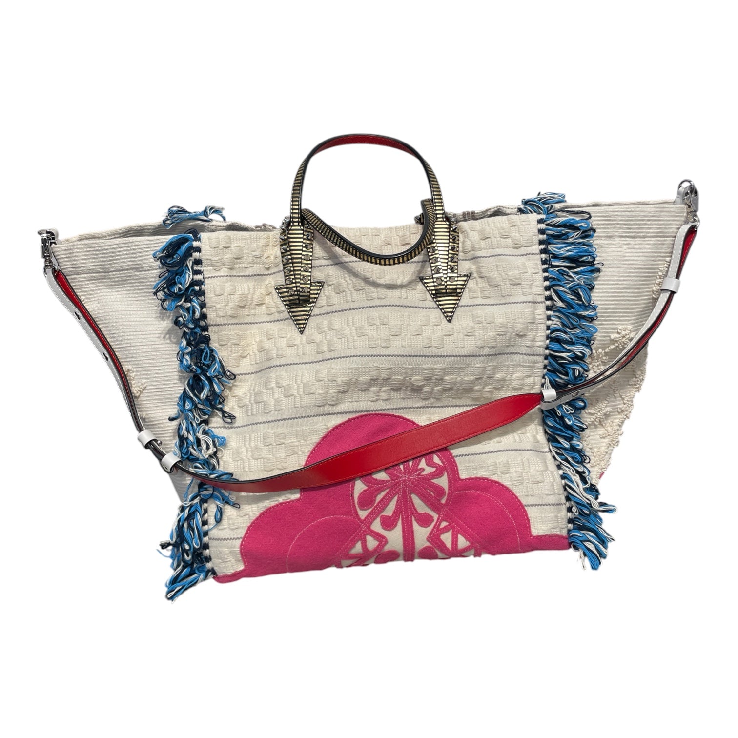 Christian Louboutin/Tote Bag/Cotton/CRM/Portugaba fringe bag view 2