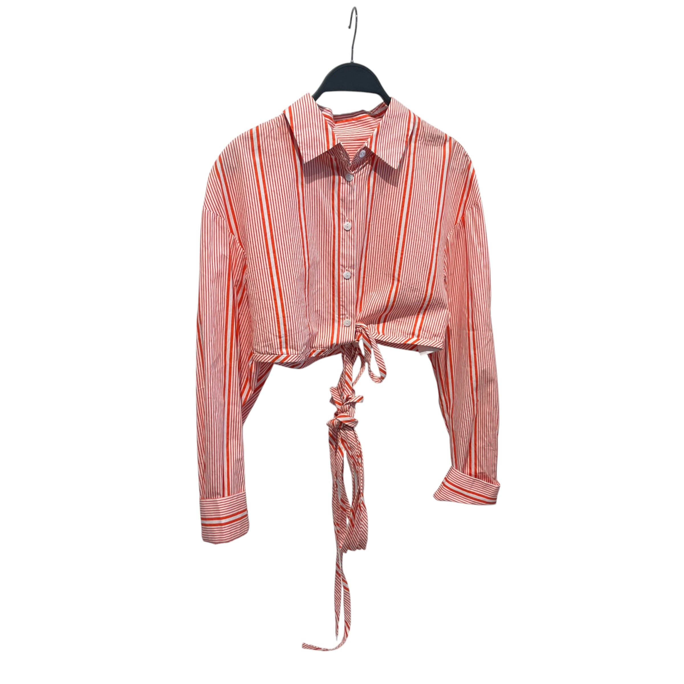 Christopher Esber/LS Blouse/12/Stripe/Cotton/ORN/crop polo, string ties view 1