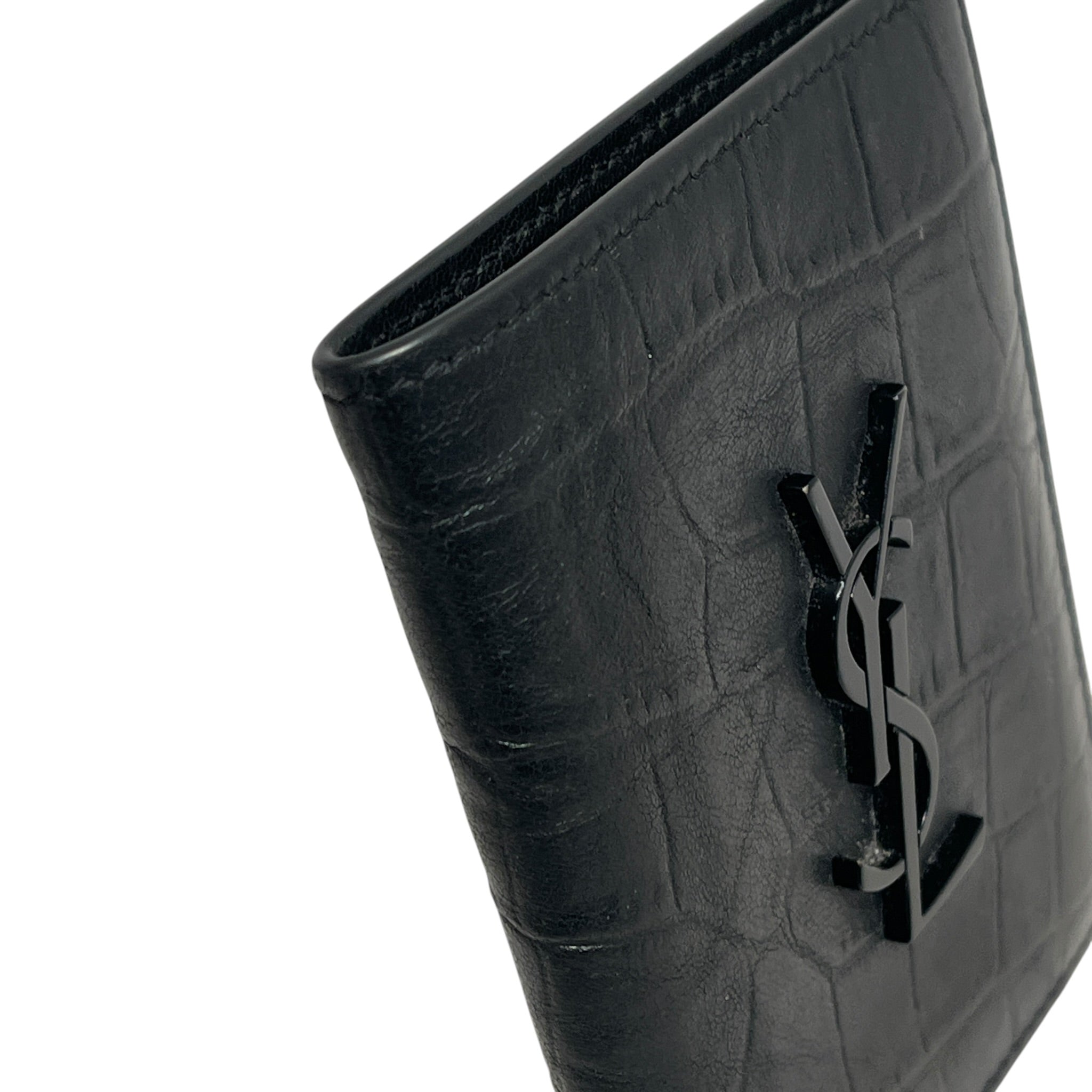 YVES SAINT LAURENT/Bifold Wallet/Leather/BLK/M's/COCODRILE EMBOSSED view 6
