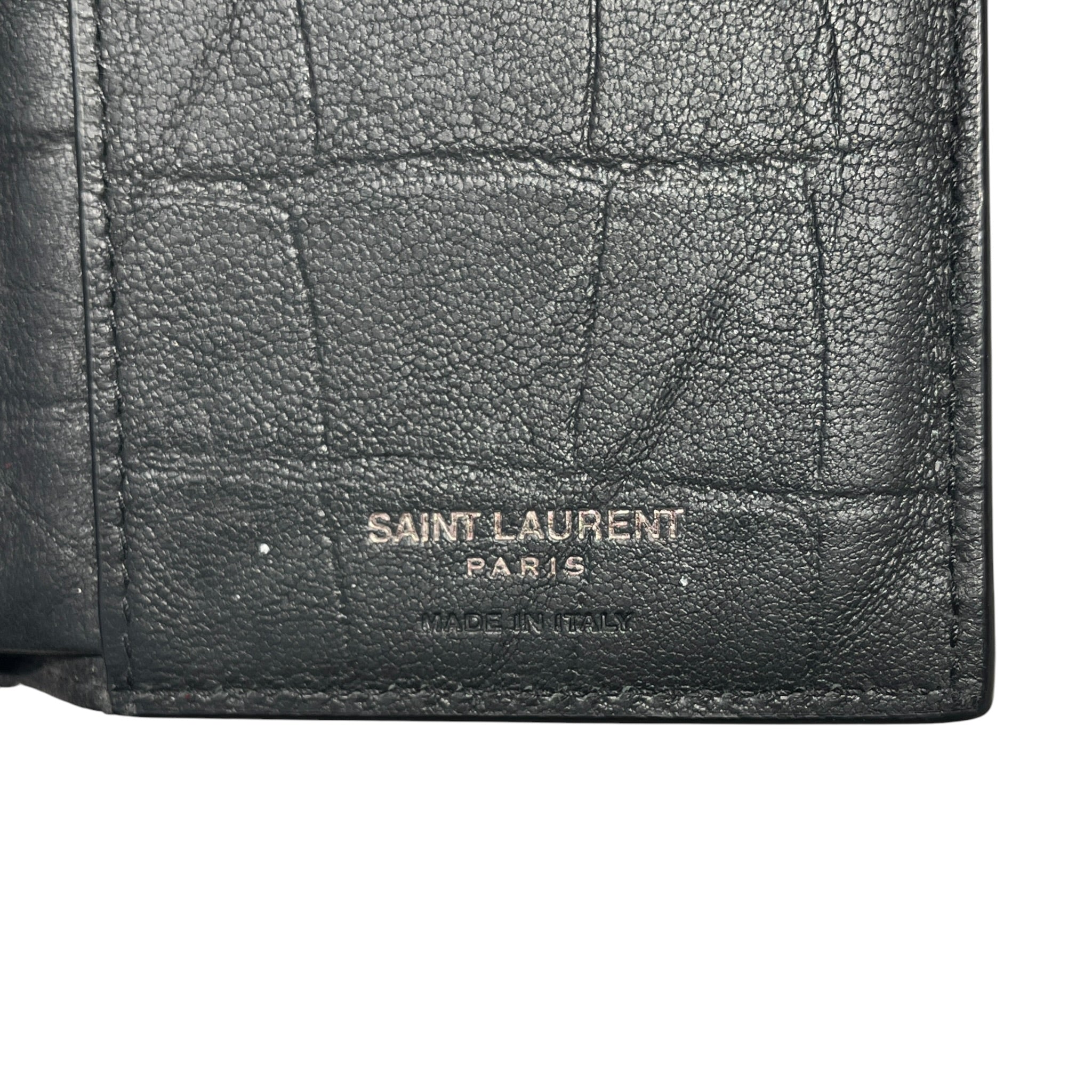 YVES SAINT LAURENT/Bifold Wallet/Leather/BLK/M's/COCODRILE EMBOSSED view 5