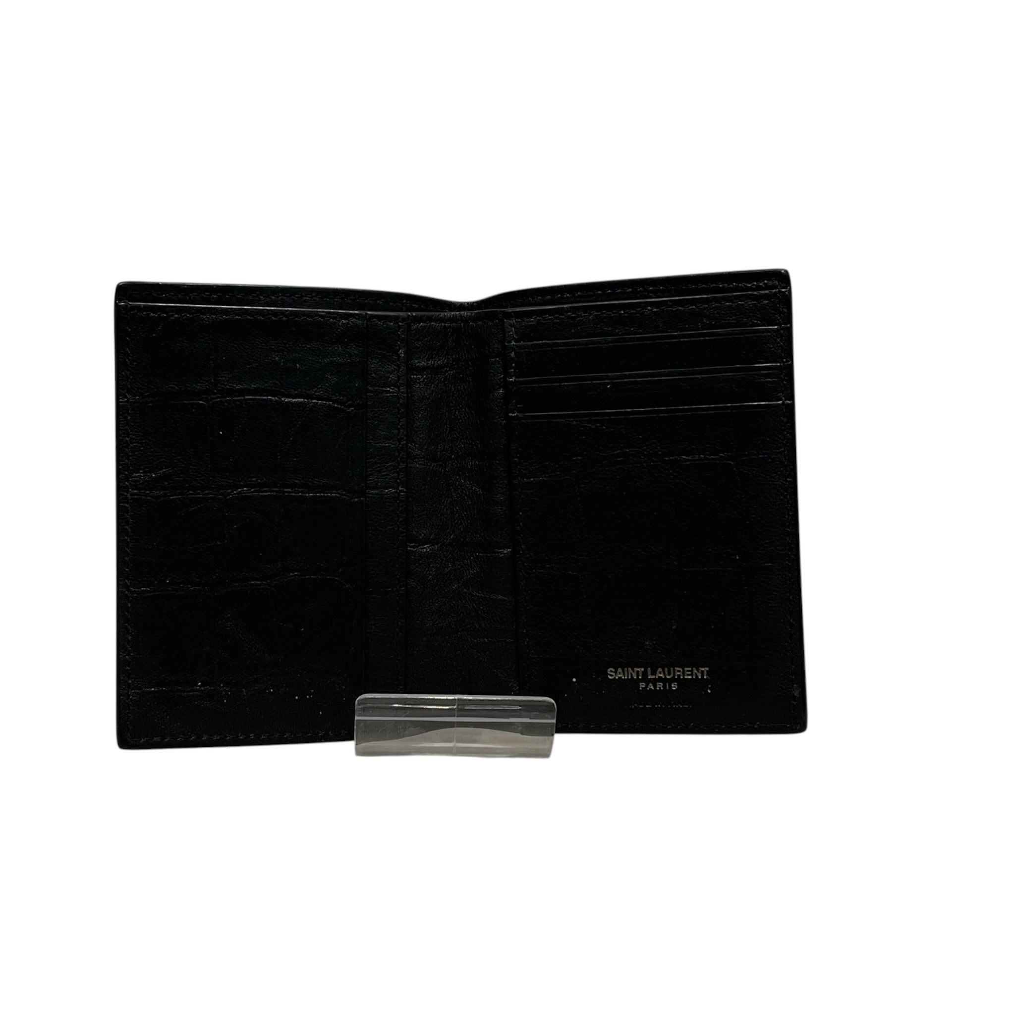 YVES SAINT LAURENT/Bifold Wallet/Leather/BLK/M's/COCODRILE EMBOSSED view 4