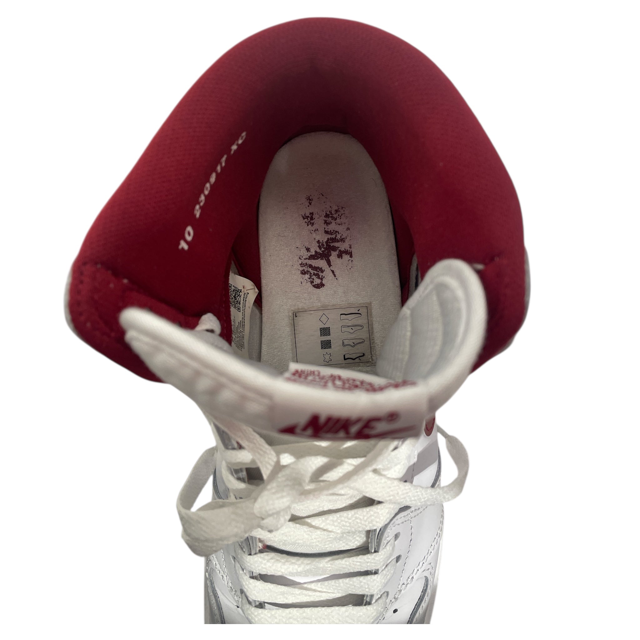 NIKE/Hi-Sneakers/US 10/Leather/WHT/METALLIC BURGUNDY view 3