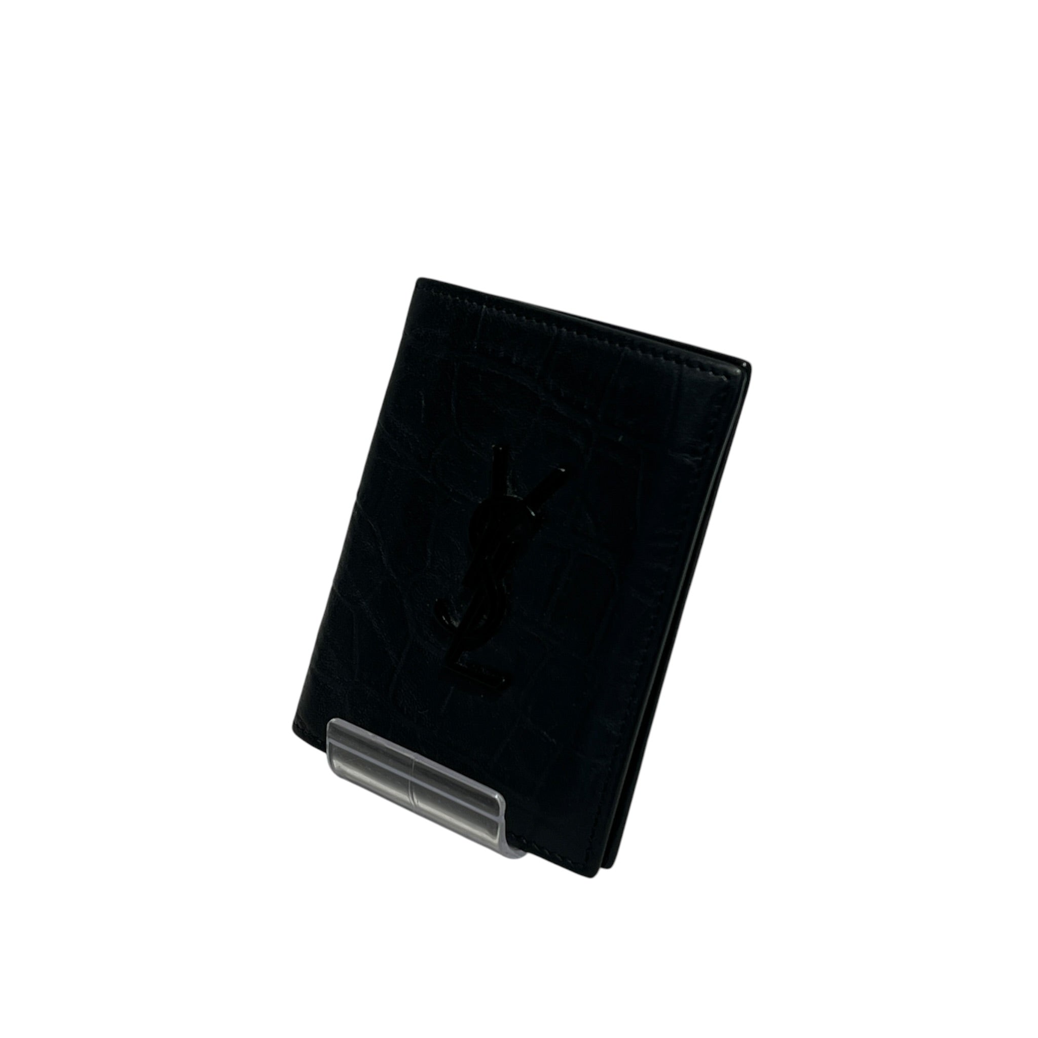 YVES SAINT LAURENT/Bifold Wallet/Leather/BLK/M's/COCODRILE EMBOSSED view 1