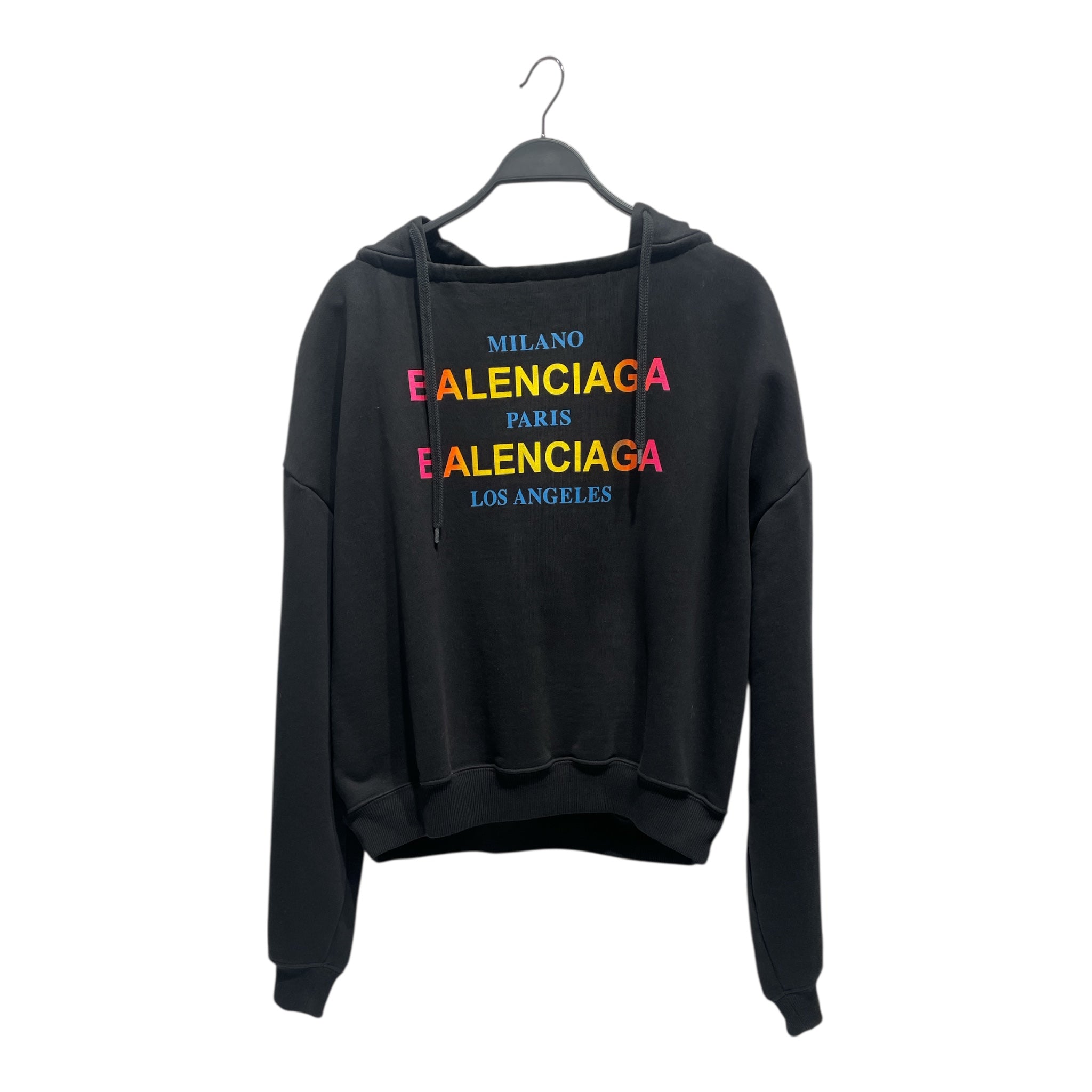 BALENCIAGA/Hoodie/XL/Cotton/BLK/cropped city  hoodie (2017) view 1