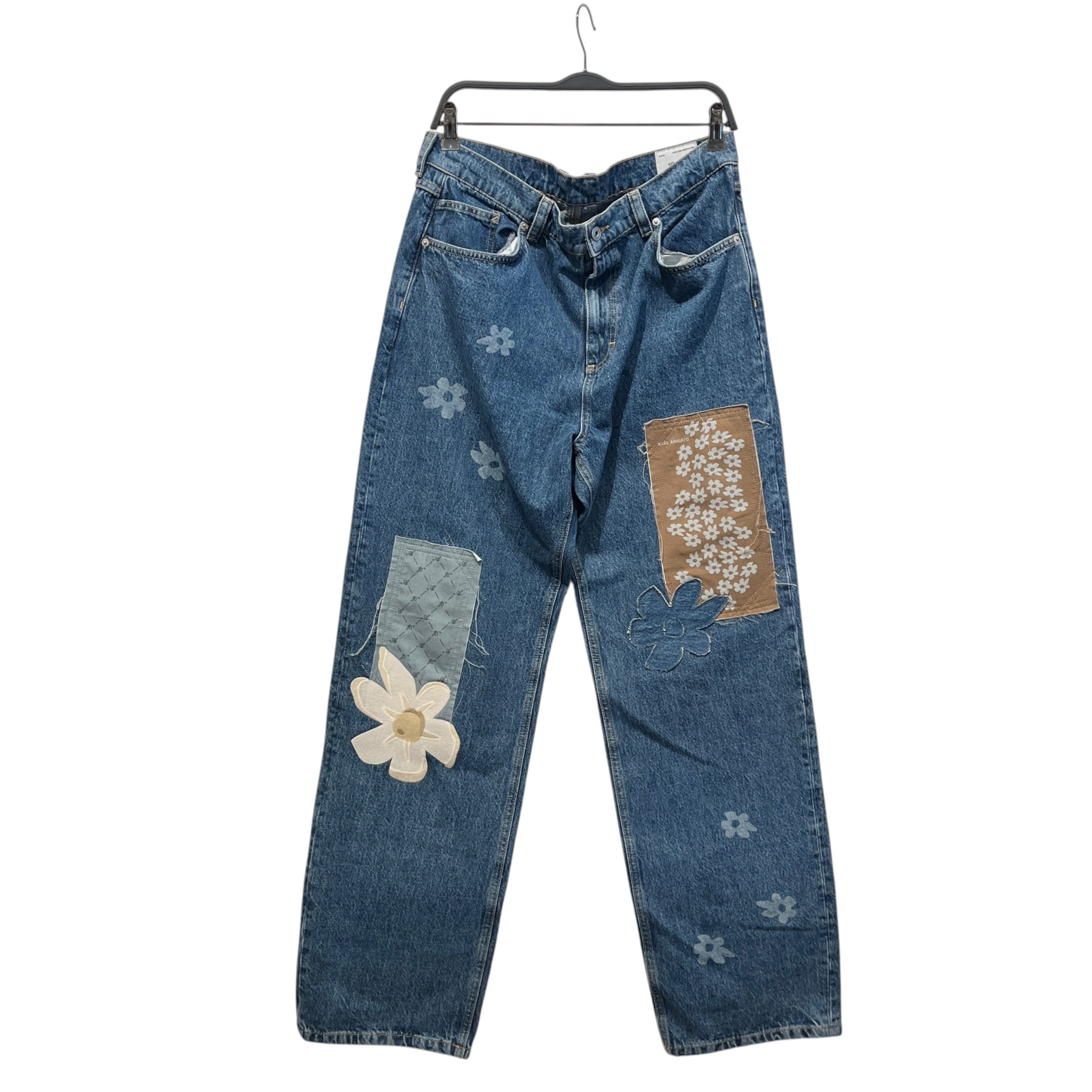 Axel Arigato /Straight Pants/32/Cotton/BLU/Button Fly/Floral Pattern/Zine Patchwork Jean view 1