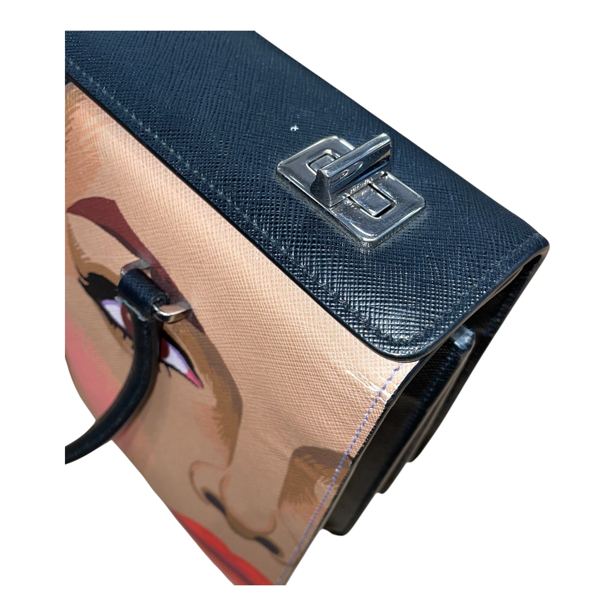 PRADA/Hand Bag/Leather/BLK/SAFFIANO GIRL FACE HANDLE BAG view 10