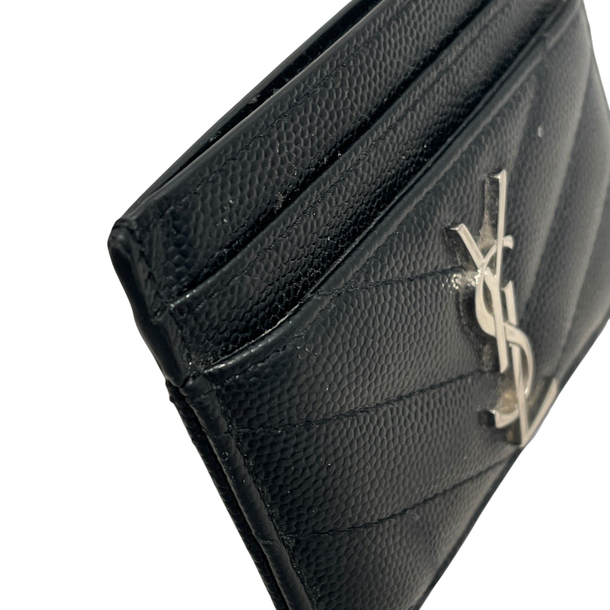 YVES SAINT LAURENT/Card Case/Leather/BLK/M's/CASSANDRE METALASSE/SILVER view 5