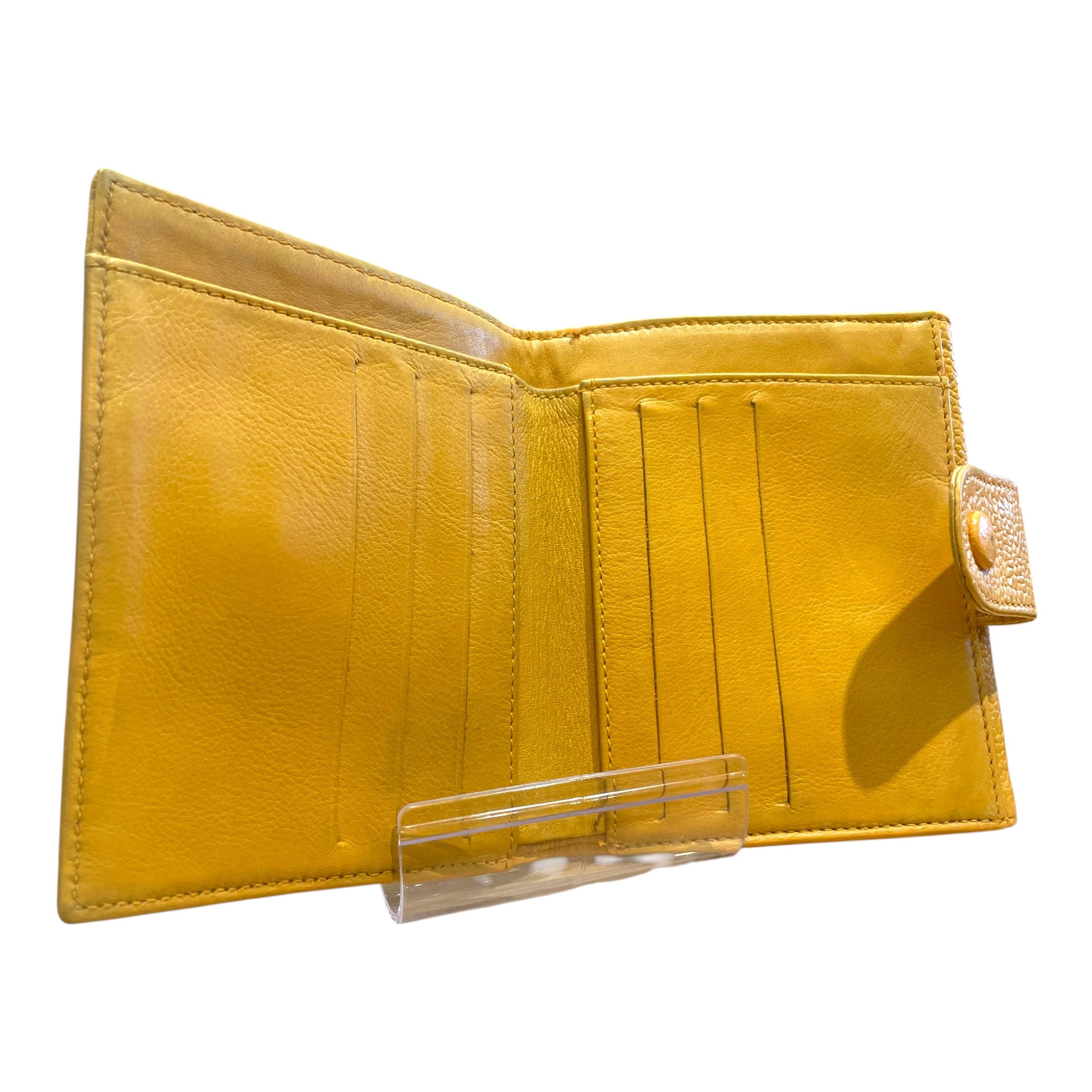 CHANEL/Trifold Wallet/Leather/YEL/L's/Caviar Leather Embossed CC view 3
