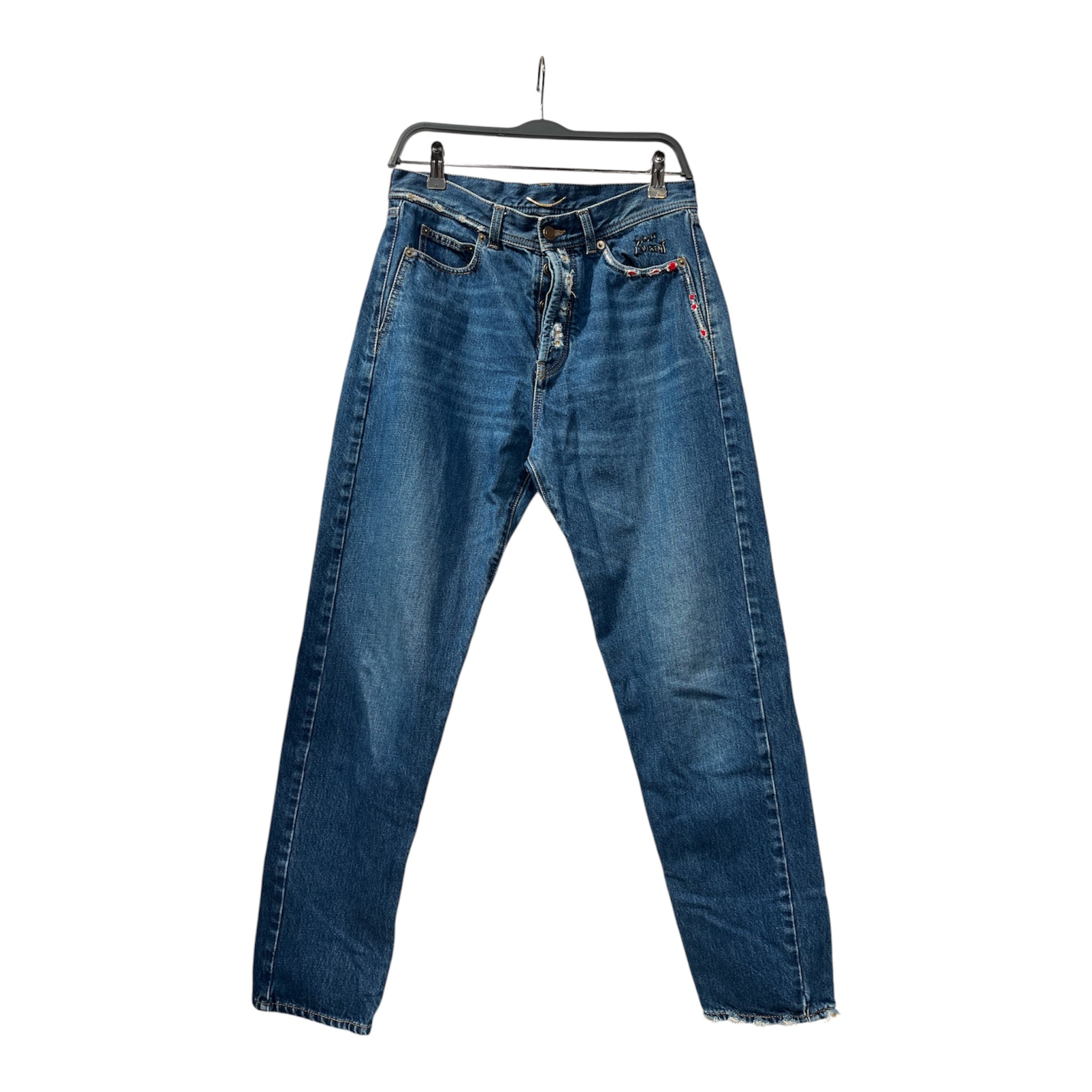SAINT LAURENT/Straight Pants/30/Cotton/BLU/DISTRESSING, D19 W/SL-MW view 1