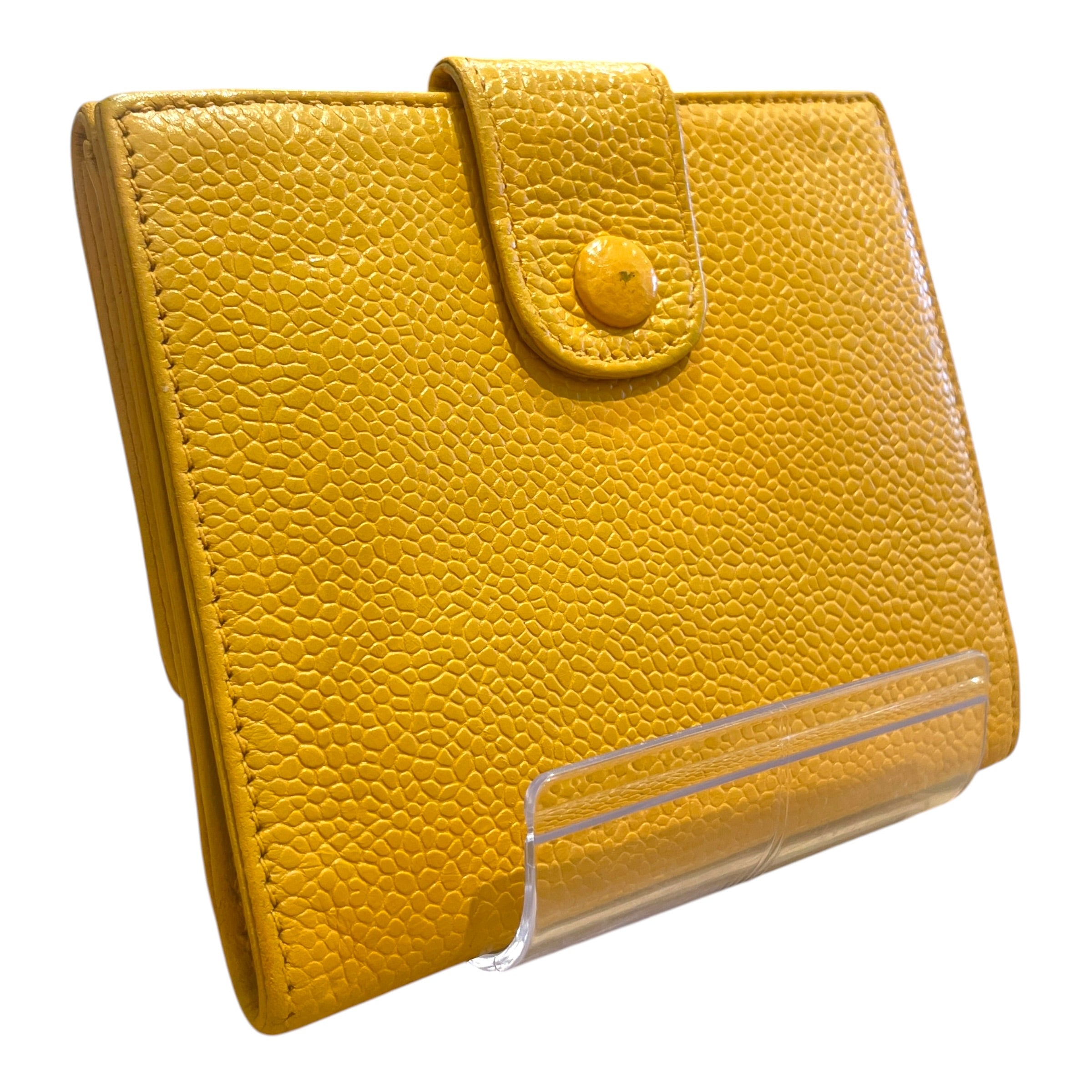 CHANEL/Trifold Wallet/Leather/YEL/L's/Caviar Leather Embossed CC view 2