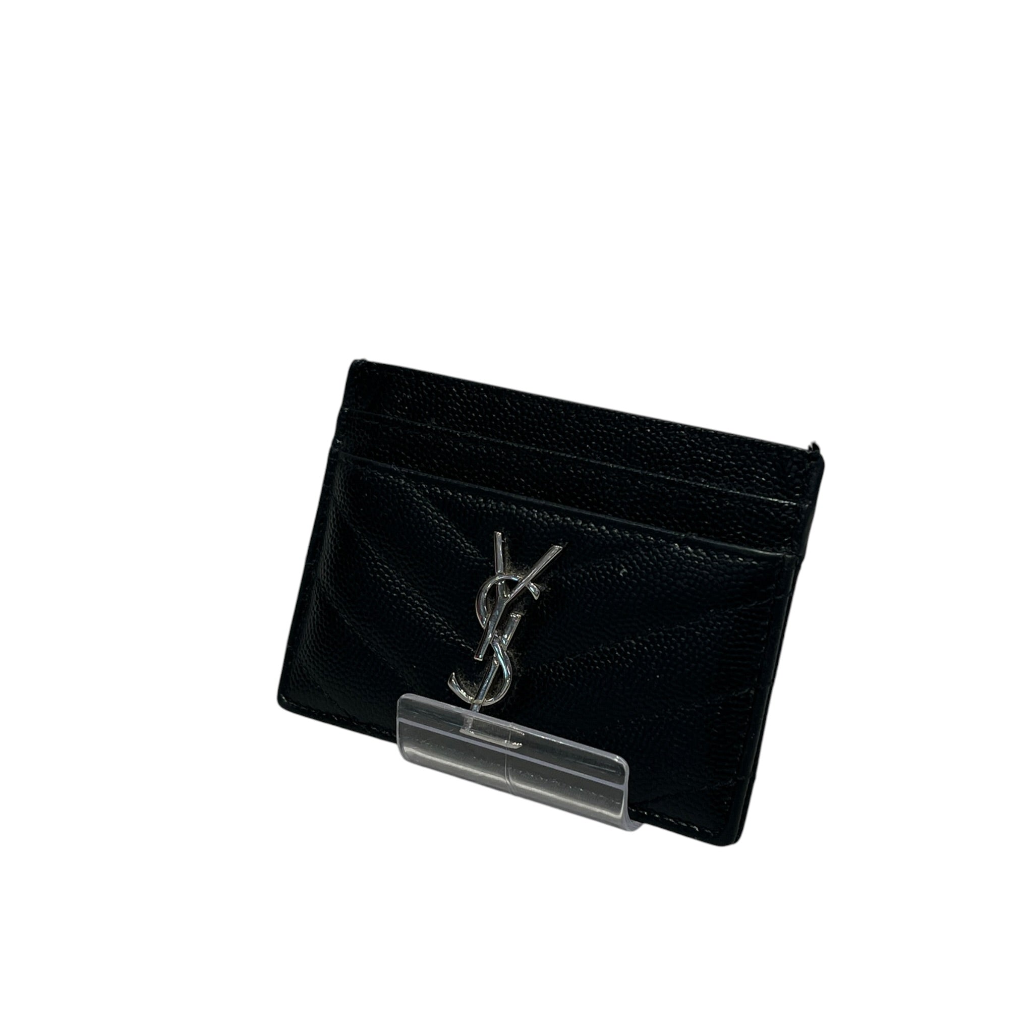 YVES SAINT LAURENT/Card Case/Leather/BLK/M's/CASSANDRE METALASSE/SILVER view 1