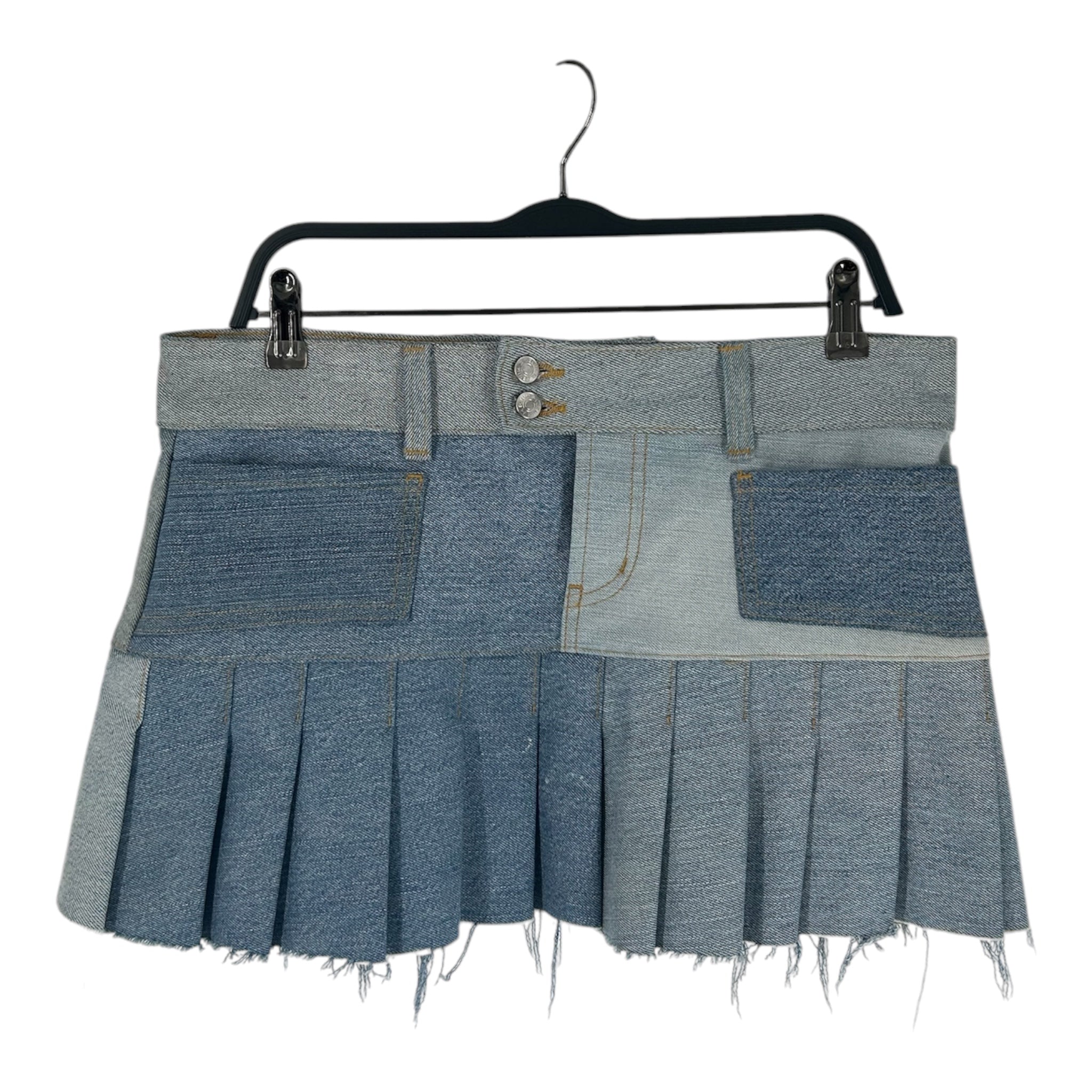 EB DENIM/Skirt/M/Denim/BLU/PLEATED PATCHWORK MINI SKIRT view 1