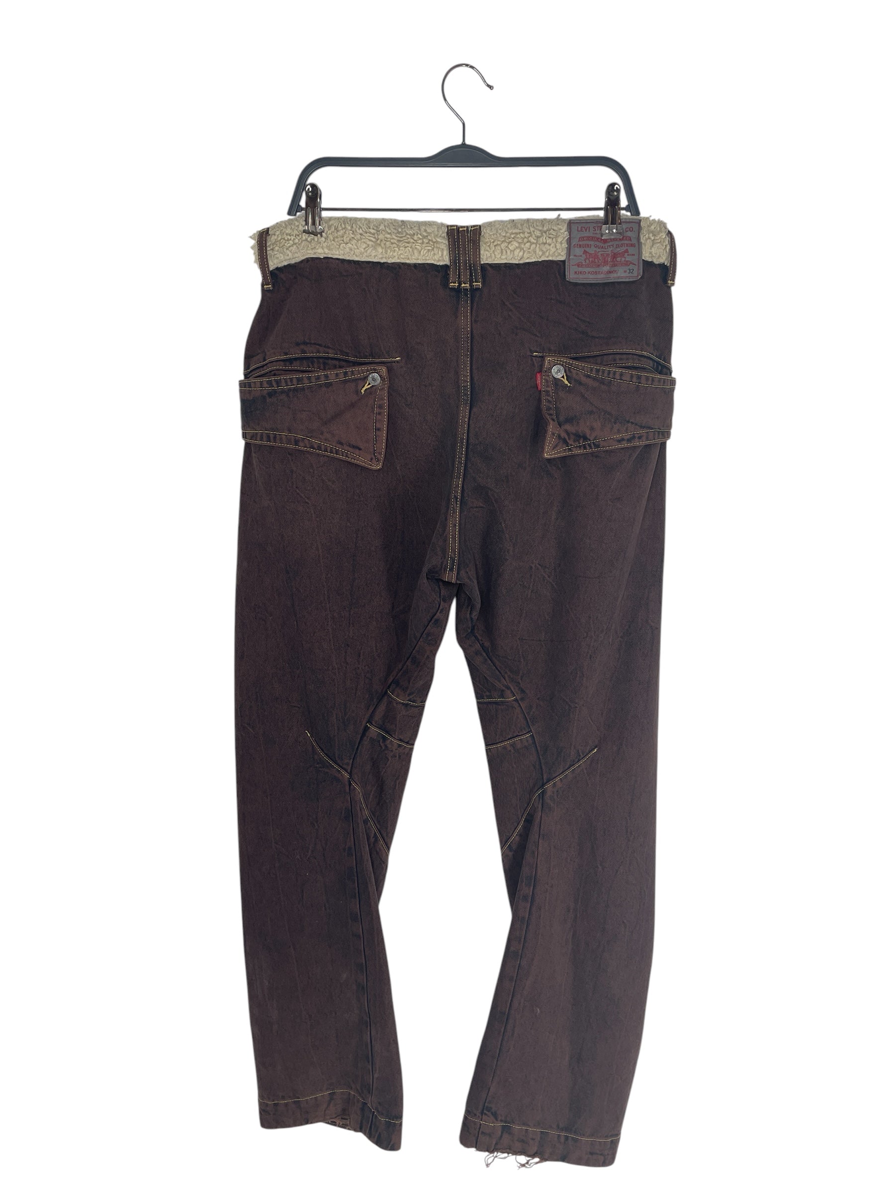 Kiko Kostadinov/Levi's/Straight Pants/32/Denim/BRW/PANELED\SHERPA FLEECE TRIM view 2