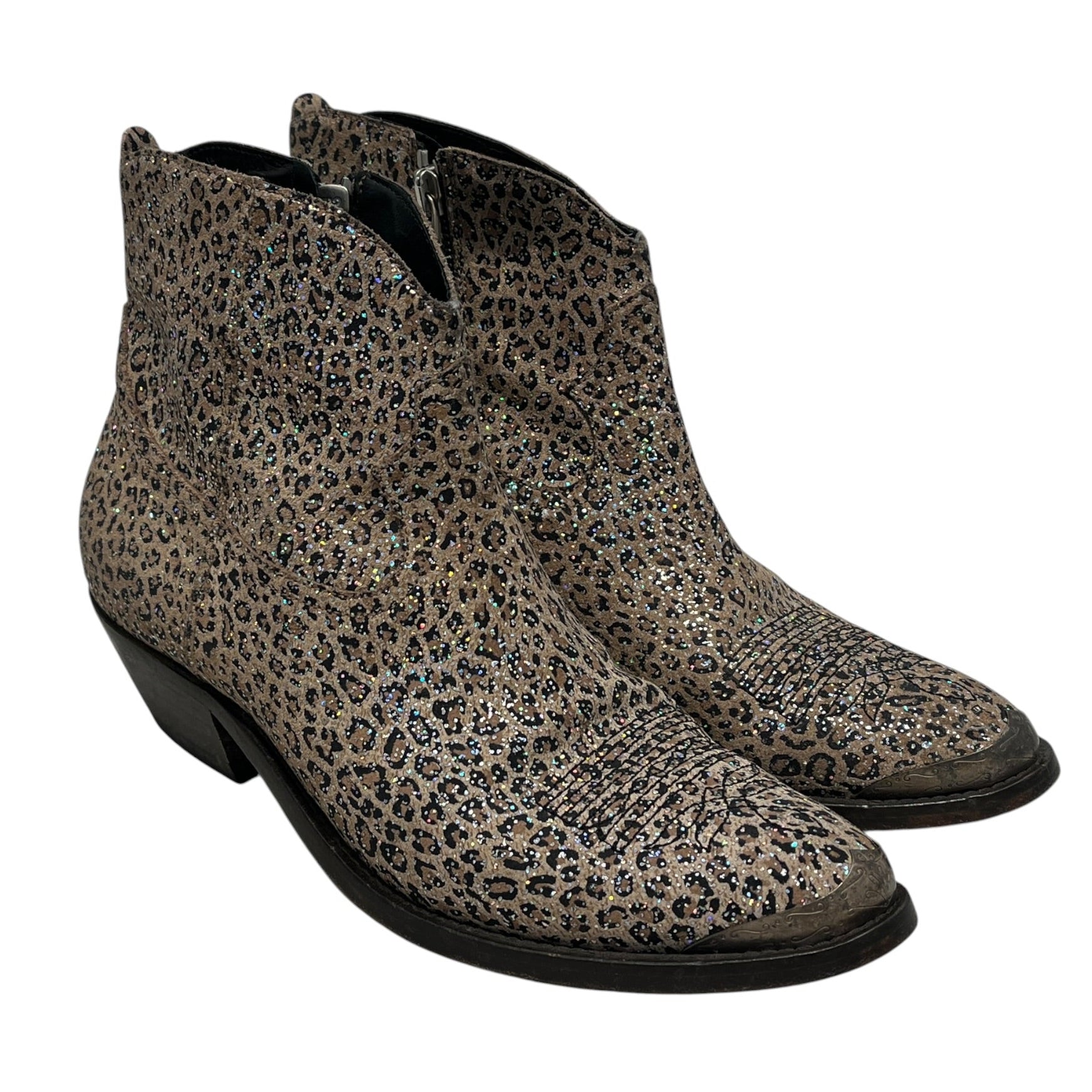 GOLDEN GOOSE/Western Boots/EU 38/Leopard/Suede/CML/glitter metal toe view 1