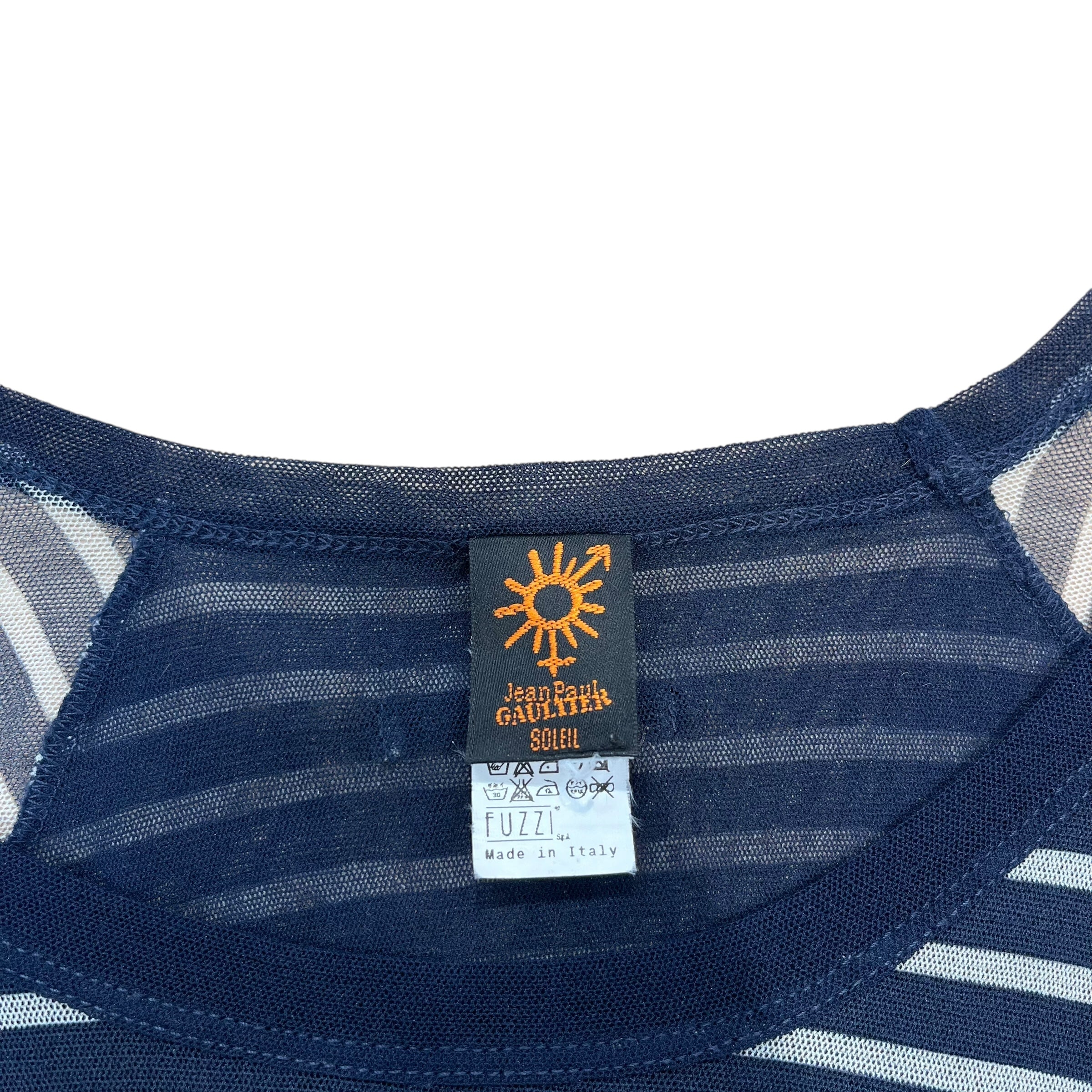 Jean Paul Gaultier/LS T-Shirt/OS/Polyester/NVY/All Over Print/STRIPED W FEATHER PRINT view 3