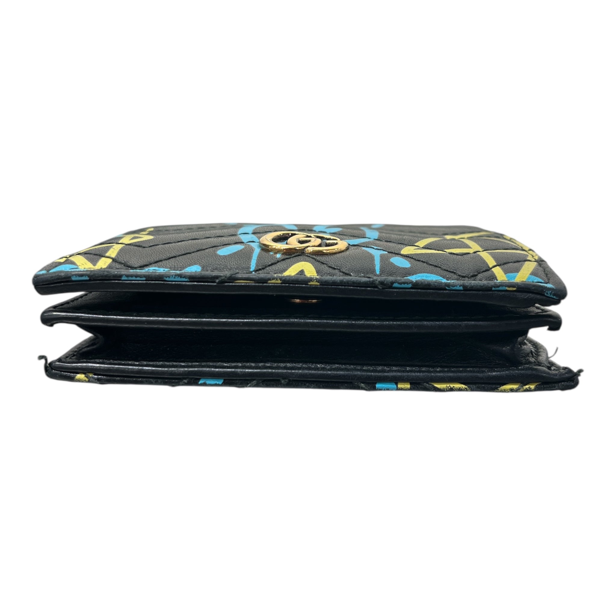 GUCCI/Bifold Wallet/Monogram/Leather/BLK/BLU"GG"YLWSTAR view 4