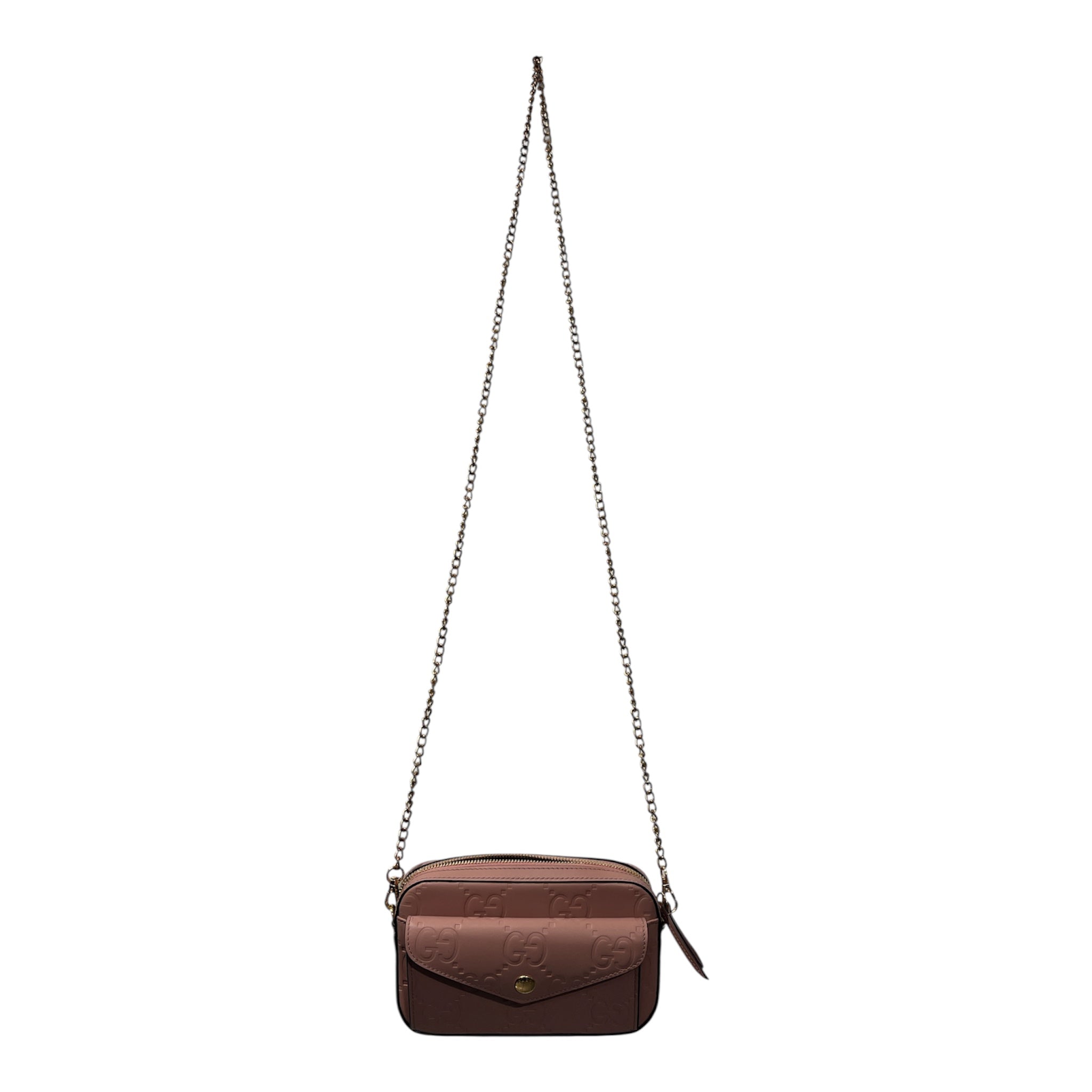 GUCCI/Cross Body Bag/Monogram/Leather/PNK/SUPER MINI GG ROSE GOLD LEATHE view 1